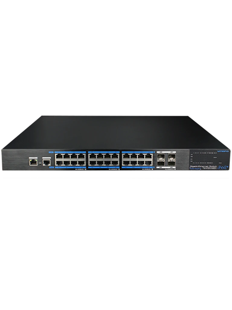 UTEPO UTP7524GEPOE4GF - SWITCH GIGABIT POE ADMINISTRABLE / CAPA 2 / 24 PUERTOS POE GIGABIT RJ45 / 4 PUERTOS SFP GIGABIT / 802.3AF&AT / POE 390 WATTS #PROTECCIÓN UTEPO-Switches POE-UTEPO-Bsai Seguridad & Controles
