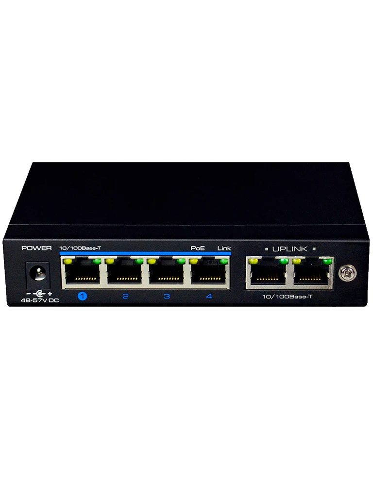 UTEPO UTP3SW04TP60 - SWITCH POE / NO ADMINISTRABLE / 4 PUERTOS POE FAST ETHERNET / 2 PUERTOS FAST ETHERNET / 802.3AF&AT / MODO CCTV / POE 60 WATTS-Switches POE-UTEPO-Bsai Seguridad & Controles