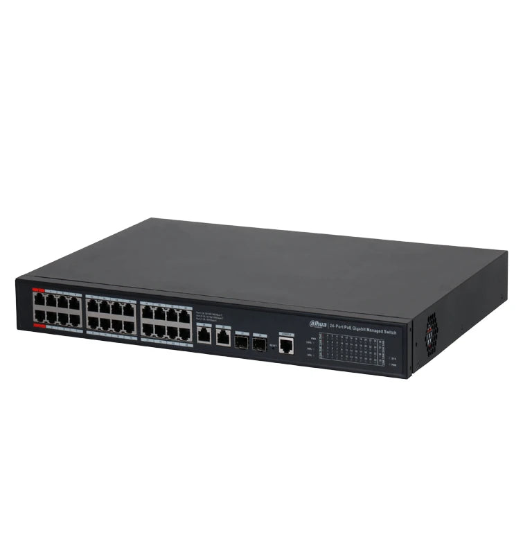 DAHUA DH-S4228-24GT-360 SWITCH GIGABIT 24 PUERTOS ADMINISTRABLE/ CAPA 2/ 2 PUERTOS HI-POE/ REDUNDANCIA DE RED: STP/ RSTP/ TRANSMISIÓN DE LARGA DISTANCIA DE 250 M/ 56 GBPS/ POE-Switches POE-DAHUA-Bsai Seguridad & Controles