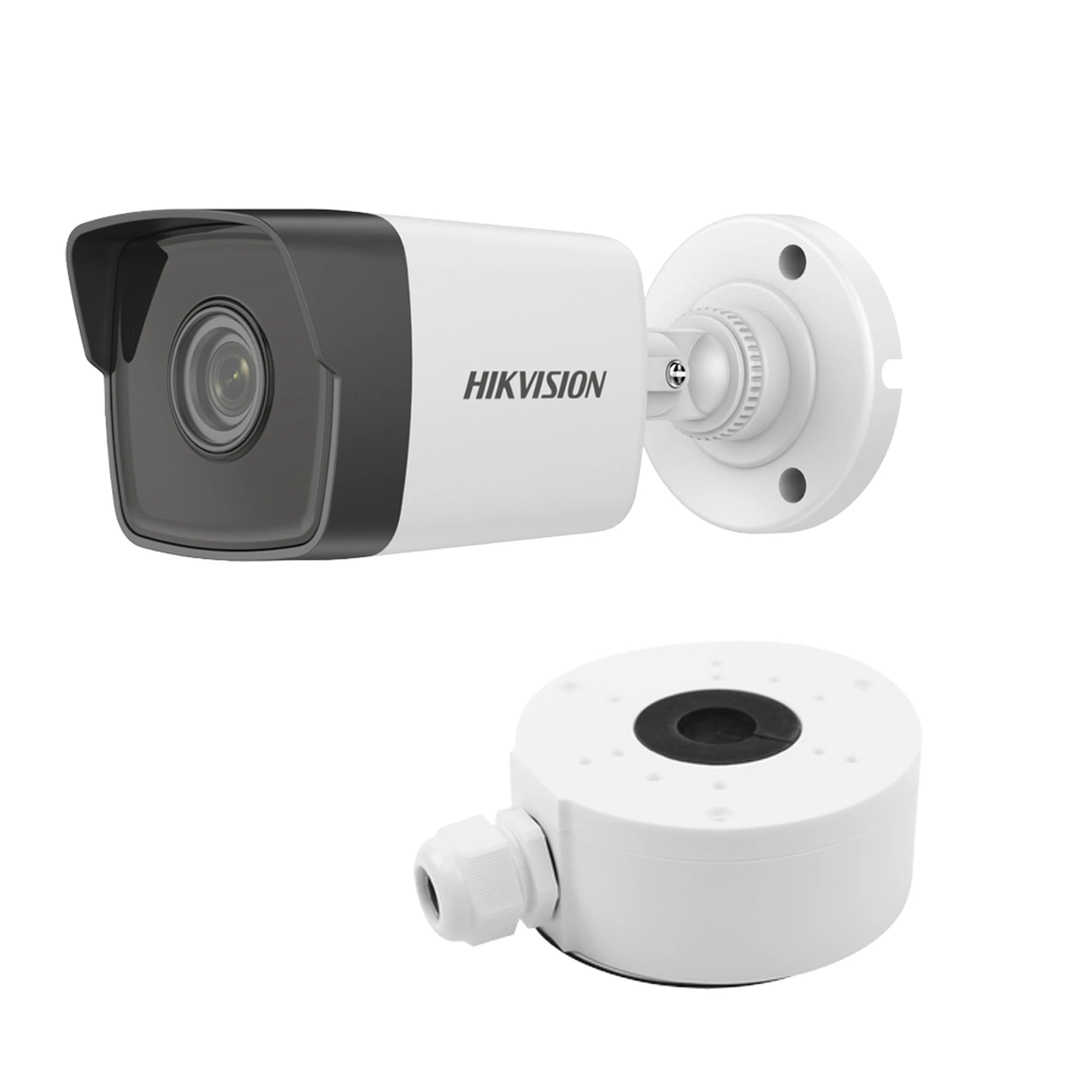 KIT DE CÁMARA + MONTAJE / BALA IP 4 MEGAPIXEL / LENTE 2.8 MM / 30 MTS IR / WDR 120 DB / EXTERIOR IP67 / HIK-CONNECT P2P / H.265+ / POE-Cámaras IP-HIKVISION-Bsai Seguridad & Controles