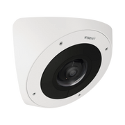 CÁMARA IP ANTIVANDÁLICA 3MP PARA ESQUINA / LENTE 2.8 MM 100° / H.265 & WISESTREAM II / EXTERIOR IP66 / IK10+ / POE-Cámaras IP-HANWHA TECHWIN WISENET-Bsai Seguridad & Controles
