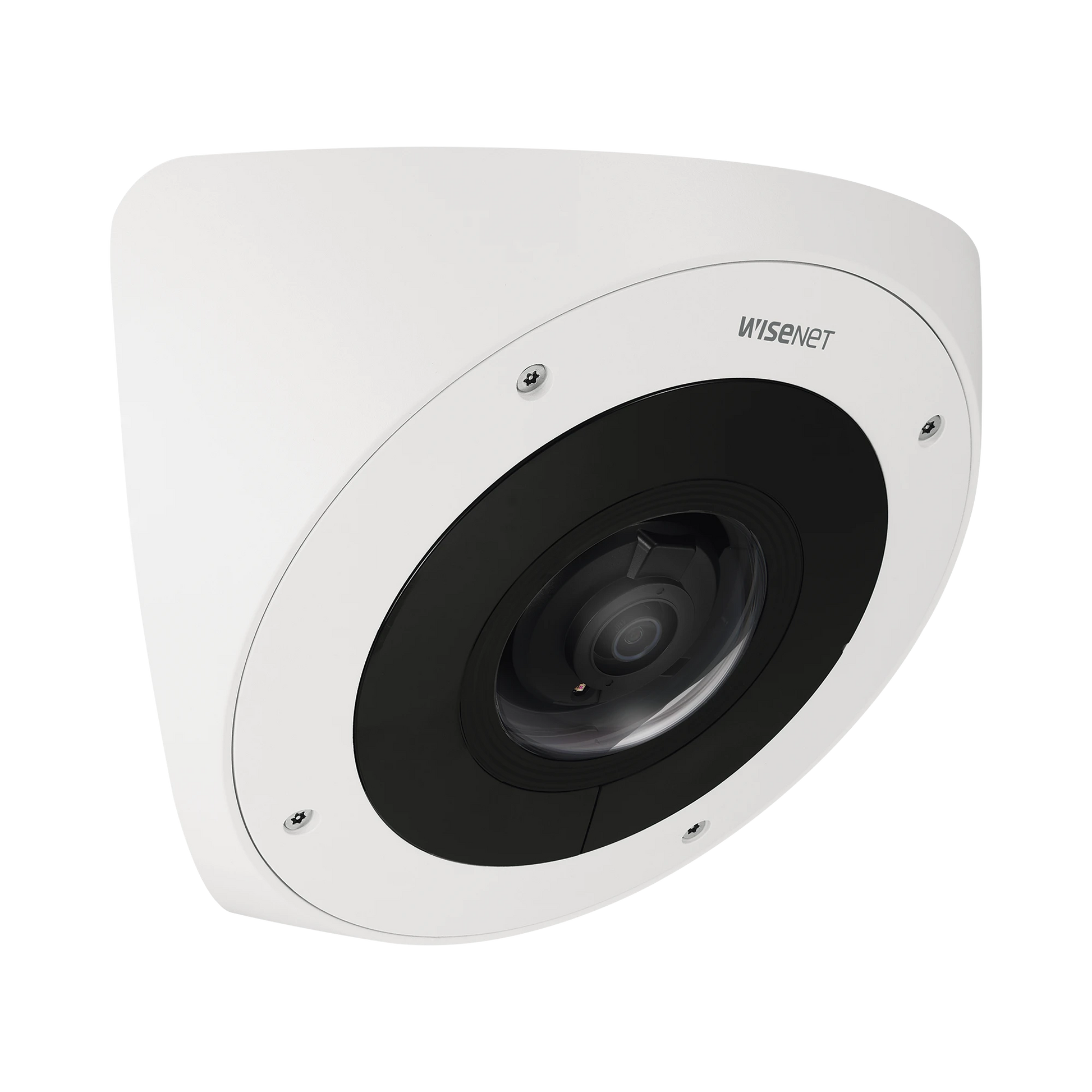 CÁMARA IP ANTIVANDÁLICA 3MP PARA ESQUINA / LENTE 2.8 MM 100° / H.265 & WISESTREAM II / EXTERIOR IP66 / IK10+ / POE-Cámaras IP-HANWHA TECHWIN WISENET-Bsai Seguridad & Controles