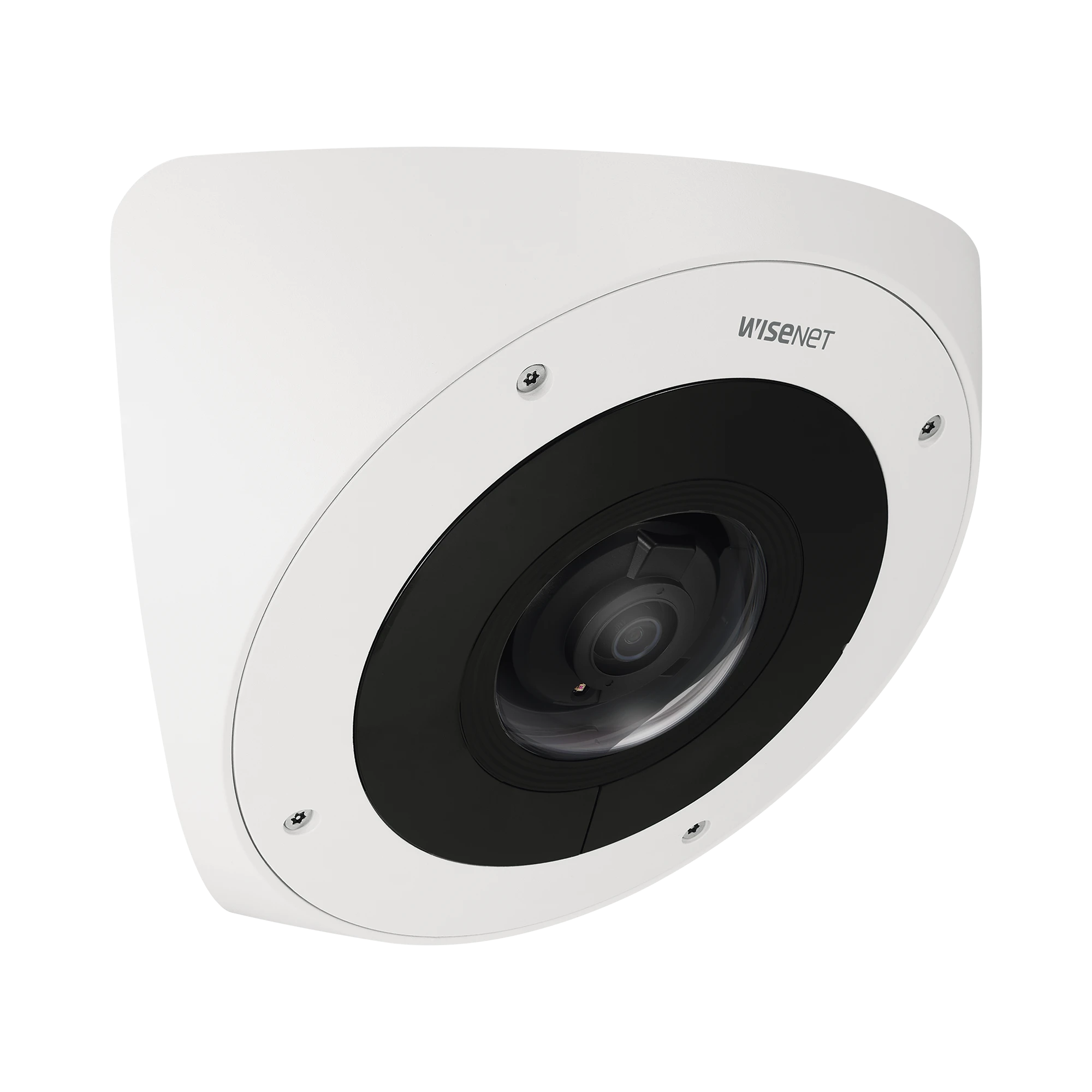 CÁMARA IP ANTIVANDÁLICA 3MP PARA ESQUINA / LENTE 2.8 MM 100° / H.265 & WISESTREAM II / EXTERIOR IP66 / IK10+ / POE-Cámaras IP-HANWHA TECHWIN WISENET-Bsai Seguridad & Controles
