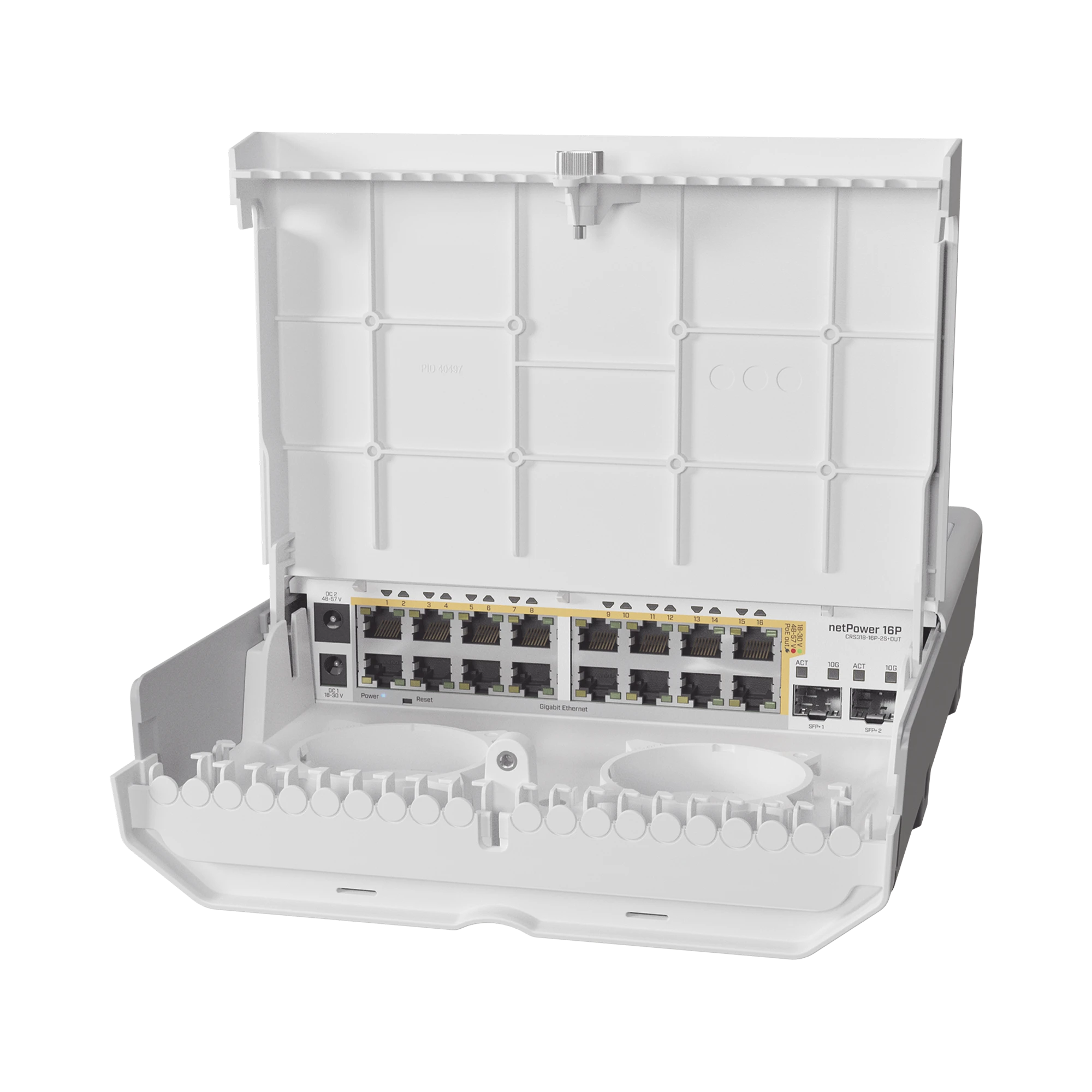 (NETPOWER 16P) SWITCH ADMINISTRABLE SISTEMA OPERATIVO DUAL, 16 PUERTOS C/POE, 2 PUERTOS 10G SFP+ PARA EXTERIOR-Networking-MIKROTIK-Bsai Seguridad & Controles