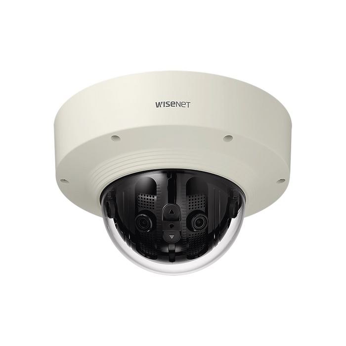 CÁMARA IP 15MP ANTIVANDÁLICA PANORÁMICA 220° O 180° / H.265 & WISESTREAM II / IP66 / IK10 / POE+-Cámaras IP-HANWHA TECHWIN WISENET-PNM-9030V-Bsai Seguridad & Controles