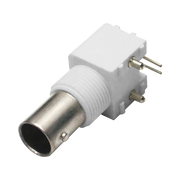 CONECTOR BNC HEMBRA EN ANGULO RECTO PARA PCB, POSTES Y PATAS, CUERPO TERMOPLÁSTICO BLANCO, NÍQUEL/ ORO/ POLIPROPILENO.-Cableado-RF INDUSTRIES,LTD-Bsai Seguridad & Controles
