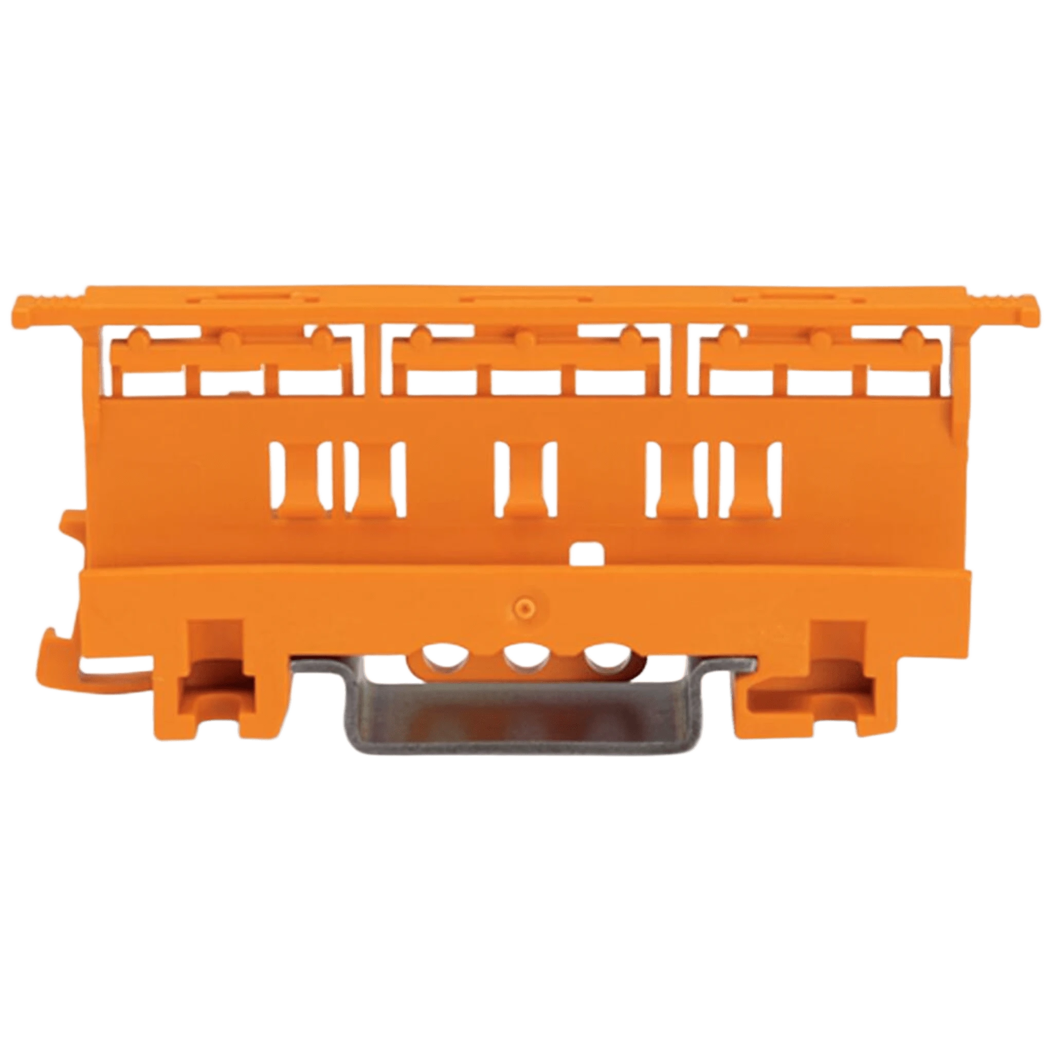 PORTADOR DE MONTAJE DE LA SERIE 221 / 4 MM² / MONTAJE EN RIEL DIN-35 Y MONTAJE CON TORNILLOS / COLOR NARANJA / MATERIAL PA66 / UL94 V0-Accesorios-WAGO-Bsai Seguridad & Controles