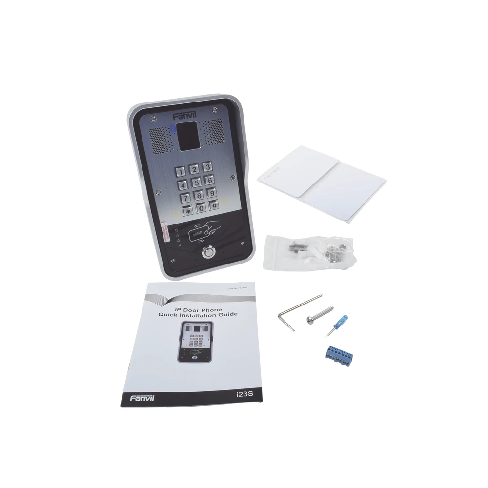 PORTERO IP 2 LINEAS SIP CON RELEVADOR INTEGRADO Y LECTOR RFID PARA ACCESO POR CLAVE NUMÉRICA, TARJETA O LLAMADA REMOTA, POE-Porteros-FANVIL-Bsai Seguridad & Controles