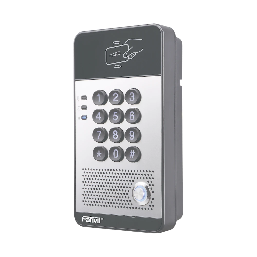 PORTERO IP CON 2 LÍNEAS SIP, RELEVADOR INTEGRADO, TECLADO NUMÉRICO Y LECTORA DE TARJETAS RFID PARA CONTROL DE ACCESO, POE-Porteros-FANVIL-Bsai Seguridad & Controles