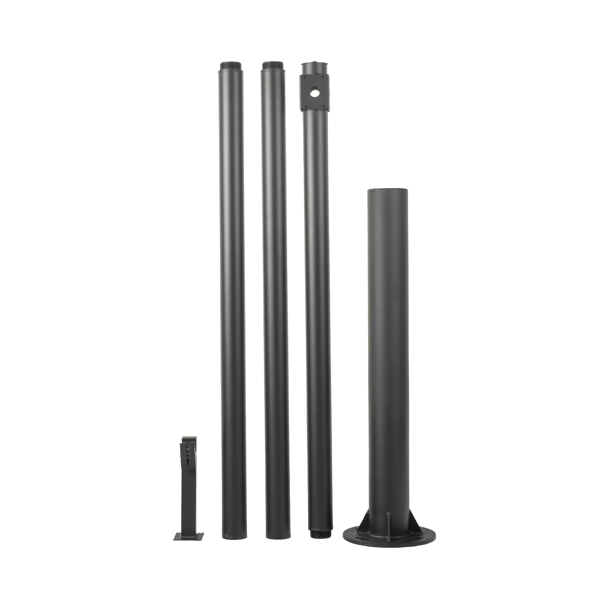 POSTE SECCIONADO DE 6 METROS / ESPECIALIZADO PARA LA INSTALACIÓN DE VIDEOVIGILANCIA / INCLUYE BASE DE CIMENTACIÓN Y BRAZO PARA CÁMARA PTZ / COLOR NEGRO-Accesorios Generales-SYSCOM VIDEO-Bsai Seguridad & Controles