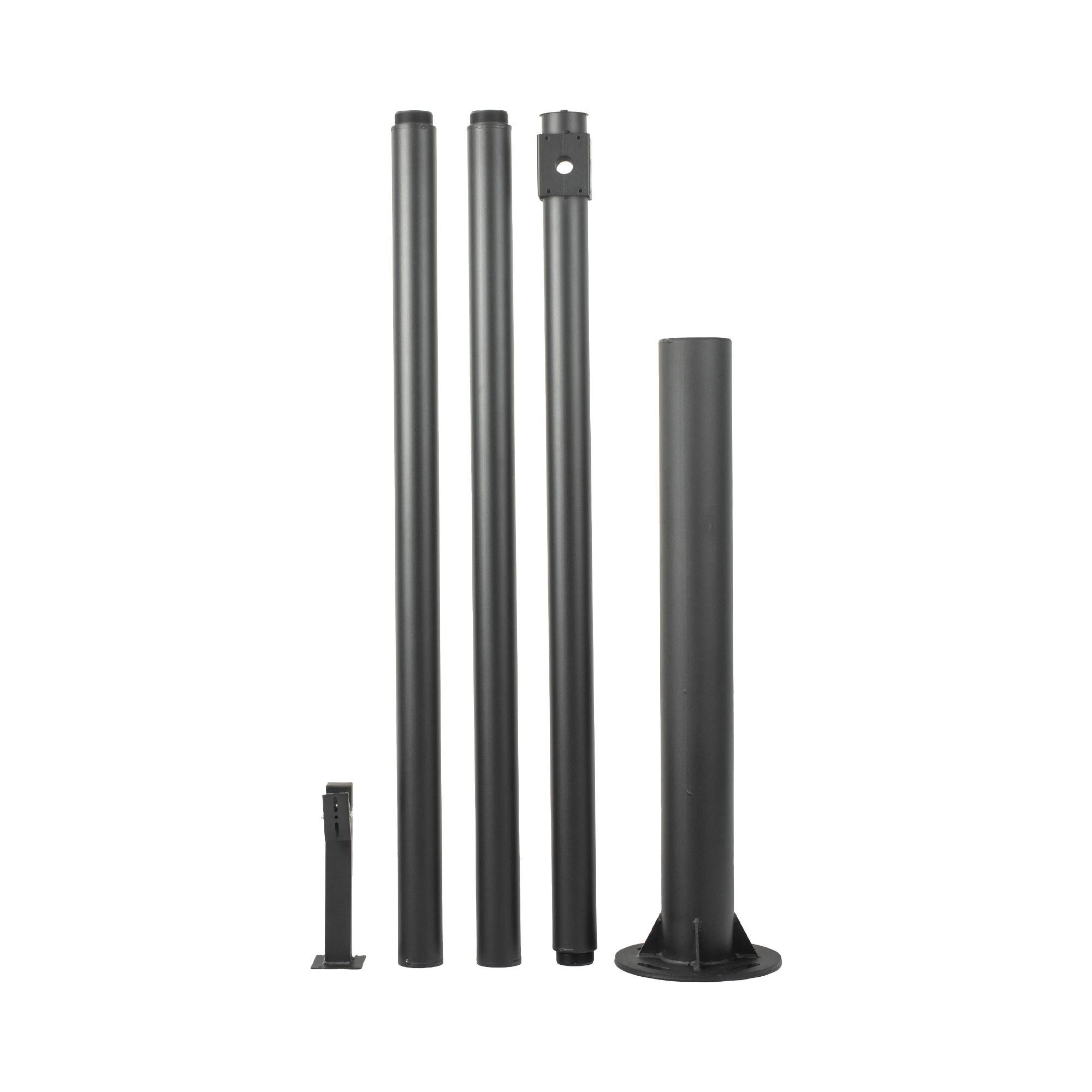 POSTE SECCIONADO DE 6 METROS / ESPECIALIZADO PARA LA INSTALACIÓN DE VIDEOVIGILANCIA / INCLUYE BASE DE CIMENTACIÓN Y BRAZO PARA CÁMARA PTZ / COLOR NEGRO-Accesorios Generales-SYSCOM VIDEO-Bsai Seguridad & Controles