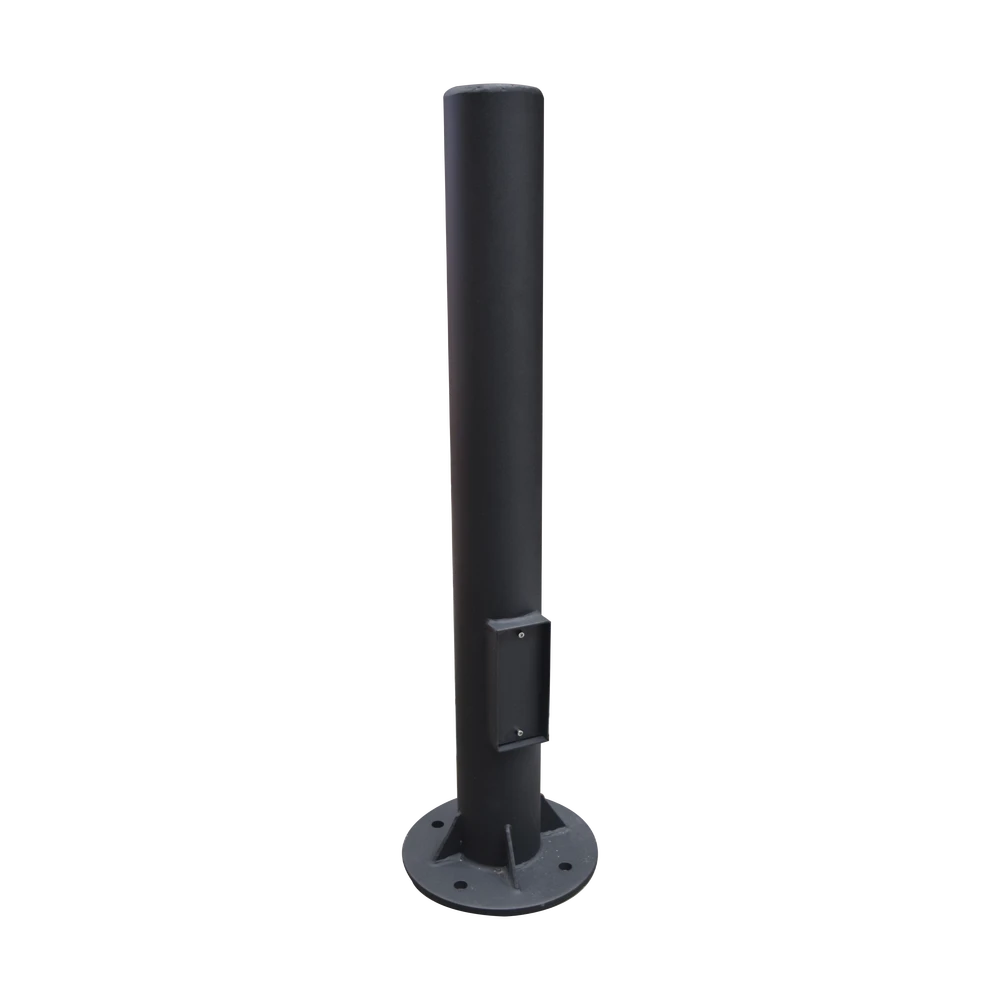 POSTE SECCIONADO DE 6M, ESPECIALIZADO PARA LA INSTALACIÓN DE CCTV, INCLUYE BASE DE CIMENTACIÓN, BRAZO PARA CÁMARA PTZ, TODO EN COLOR NEGRO-Accesorios Videovigilancia-SYSCOM VIDEO-Bsai Seguridad & Controles
