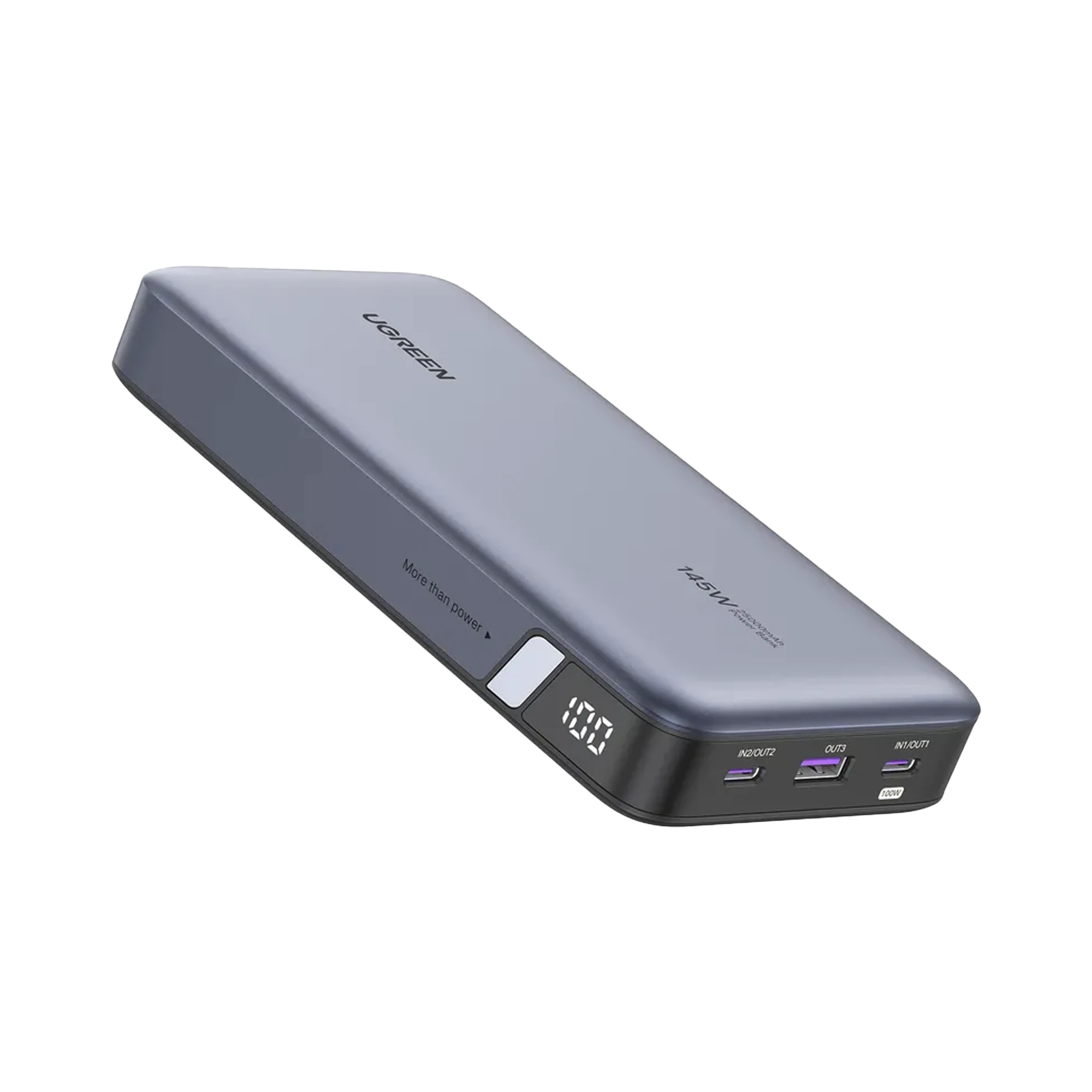 POWER BANK DE 25000MAH | 3 SALIDAS 145W MAX. | USB-A + 2 USB-C | PD 3.0, QC3.0 | FCP | SCP | PANTALLA INTELIGENTE | CARCASA IGNIFUGA | COLOR GRIS | INCLUYE CABLE USB DE 50CM | CARGA TU LAPTOP DE MANERA SEGURA.-Accesorios Generales-UGREEN-Bsai Seguridad & Controles