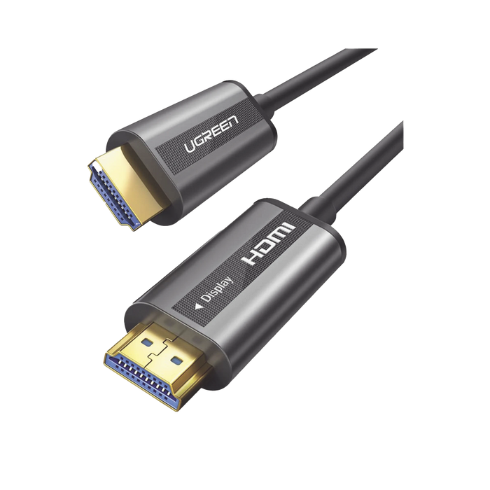 CABLE HDMI DE 50 METROS POR FIBRA ÓPTICA 4K@60HZ / FIBRA DE 4 NÚCLEOS + COBRE ESTAÑADO DE 7 NÚCLEOS / COMPATIBLE CON HDMI 2.0 / ALTA VELOCIDAD 18 GBPS / 3D / HDR / CAJA DE ALEACION ZINC / PREMIUM-Cables y Conectores-UGREEN-50219-Bsai Seguridad & Controles