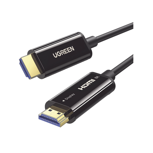 CABLE HDMI DE 30 METROS POR FIBRA ÓPTICA 8K@60HZ / FIBRA DE 4 NÚCLEOS + COBRE ESTAÑADO DE 7 NÚCLEOS / COMPATIBLE CON HDMI 2.1 / ALTA VELOCIDAD 18 GBPS / 3D / HDR / CAJA DE ALEACION ZINC / PREMIUM-Cables y Conectores-UGREEN-80409-Bsai Seguridad & Controles