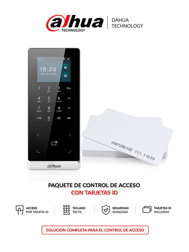 DAHUA ASI2201HDWIDEM - PAQUETE DE CONTROL DE ACCESO WIFI CON 50 TARJETAS ID 125 KHZ GRATIS