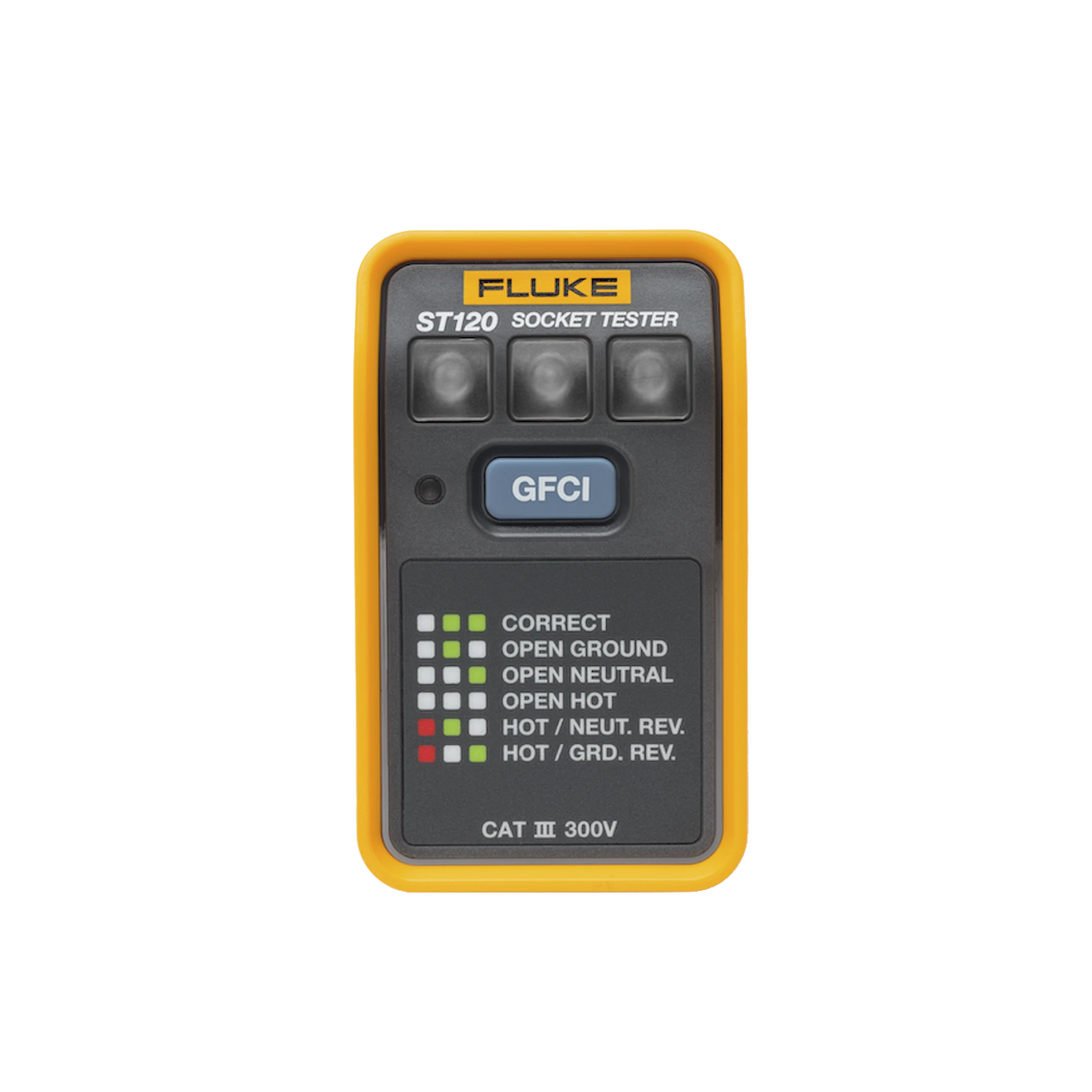 PROBADOR DE TOMACORRIENTE ELÁCTRICO ESTÁNDAR O GFCI, CON LEDS DE ALTO BRILLO Y GRÁFICO INCLUIDO PARA VERIFICAR RÁPIDA Y FÁCILMENTE EL CABLEADO-Energía-FLUKE-Bsai Seguridad & Controles
