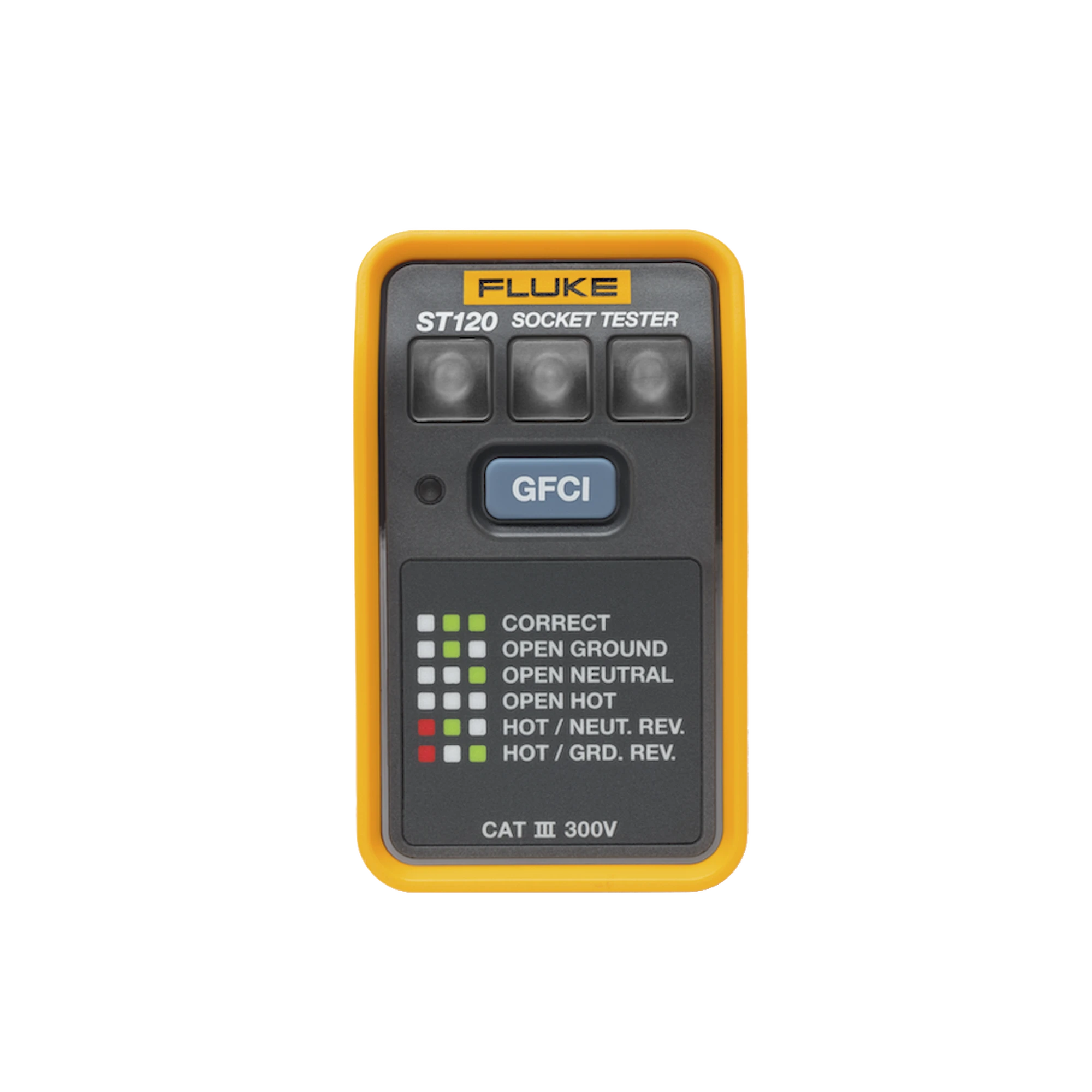 PROBADOR DE TOMACORRIENTE ELÁCTRICO ESTÁNDAR O GFCI, CON LEDS DE ALTO BRILLO Y GRÁFICO INCLUIDO PARA VERIFICAR RÁPIDA Y FÁCILMENTE EL CABLEADO-Energía-FLUKE-Bsai Seguridad & Controles