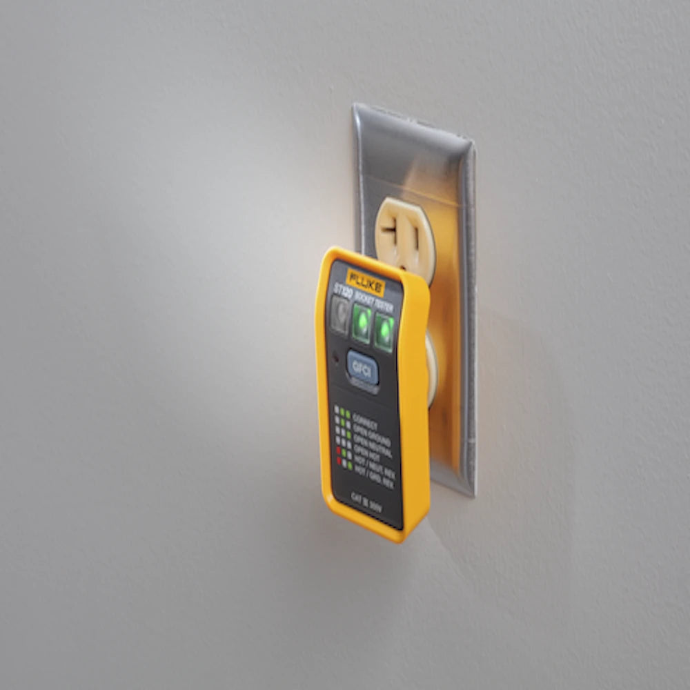 PROBADOR DE TOMACORRIENTE ELÁCTRICO ESTÁNDAR O GFCI, CON LEDS DE ALTO BRILLO Y GRÁFICO INCLUIDO PARA VERIFICAR RÁPIDA Y FÁCILMENTE EL CABLEADO-Energía-FLUKE-Bsai Seguridad & Controles