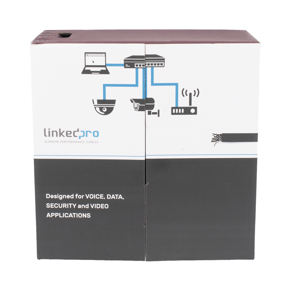 BOBINA DE CABLE UTP 305 M, CAT5E CON DOBLE FORRO, PARA EXTERIOR, CLIMAS EXTREMOS, COLOR NEGRO-Cable-LINKEDPRO BY EPCOM-Bsai Seguridad & Controles