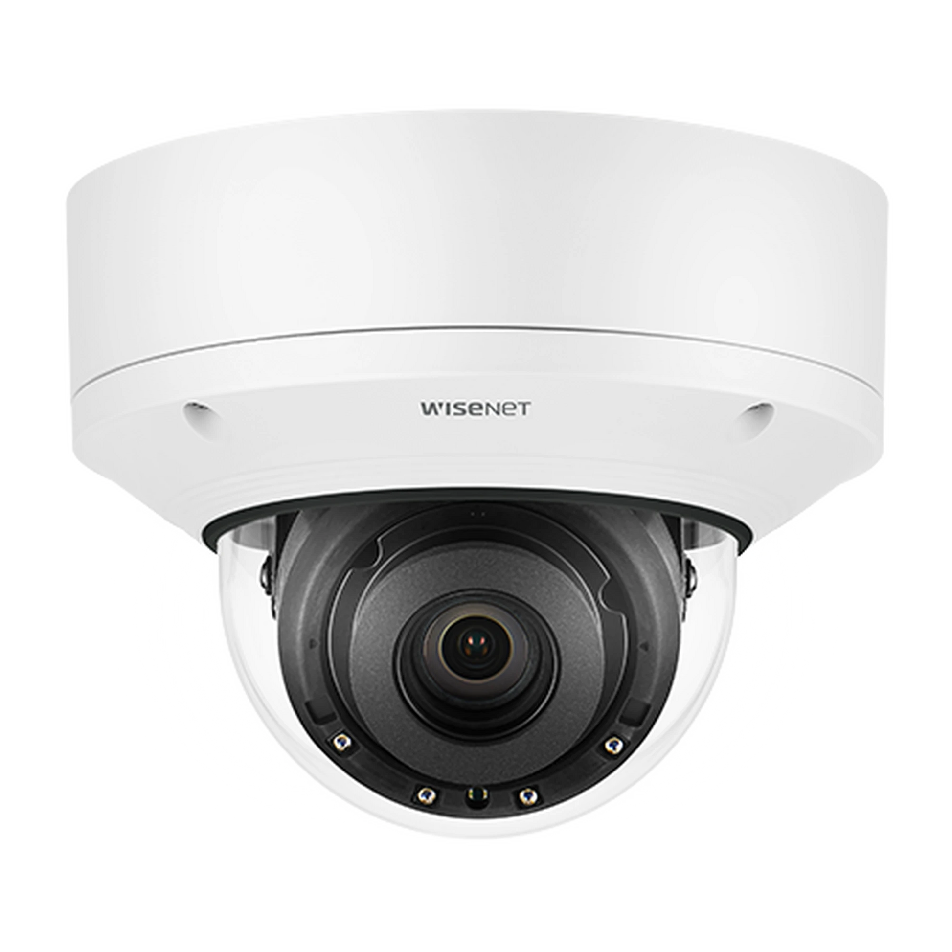 CÁMARA DOMO 2MP CON IA / LENTE MOTORIZADO DE 4..38 A 9.33 MM / P-IRIS, WDR 120DB / RANURA SD / PROTECCIÓN IP52 E IK10-Cámaras IP-HANWHA VISION-Bsai Seguridad & Controles