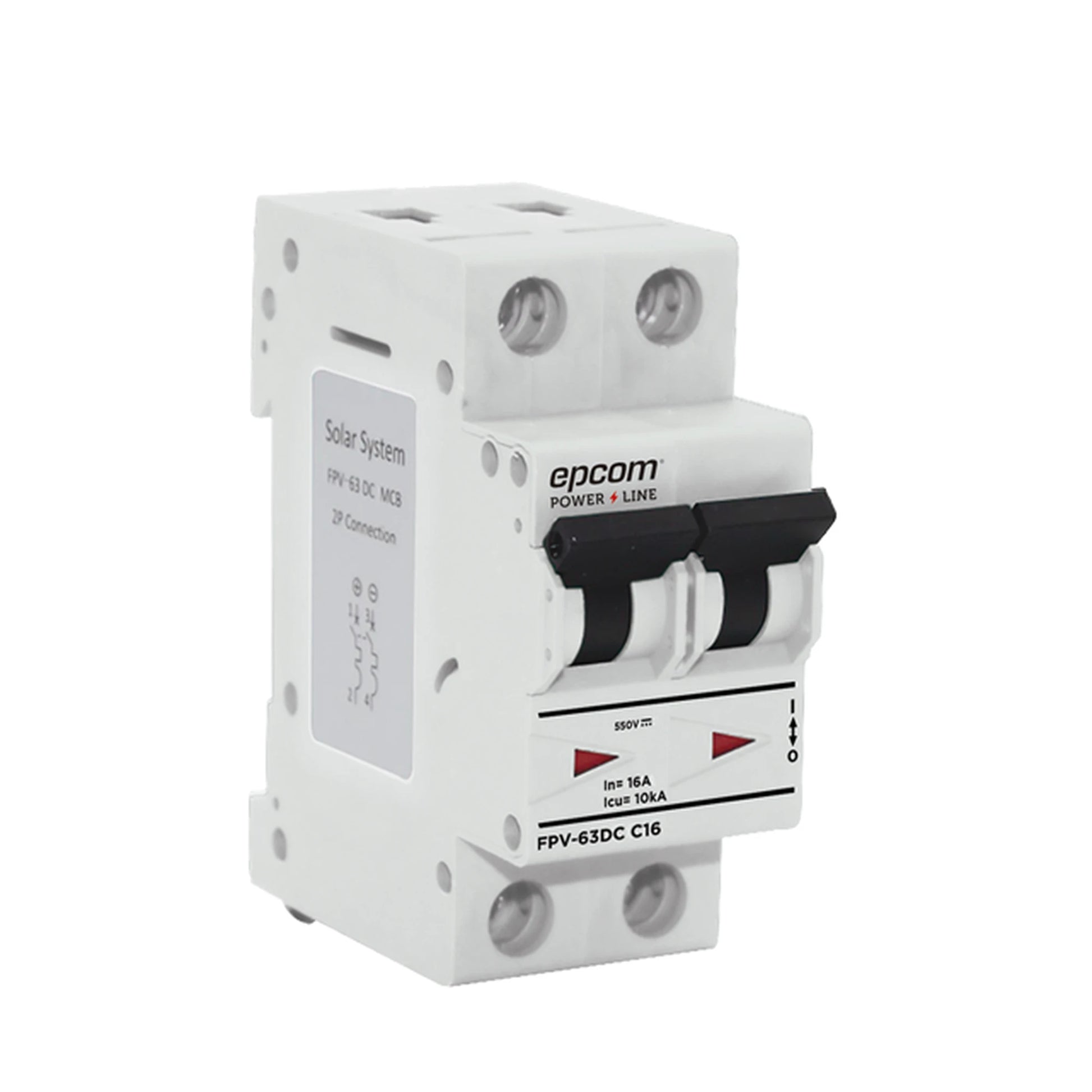 PROTECCIÓN TÉRMICA 2P, 32A, CORRIENTE DIRECTA 800 VCC PARA APLICACIÓN FOTOVOLTAICA MONTAJE RIEL DIN-Energía Solar y Eólica-EPCOM POWERLINE-Bsai Seguridad & Controles