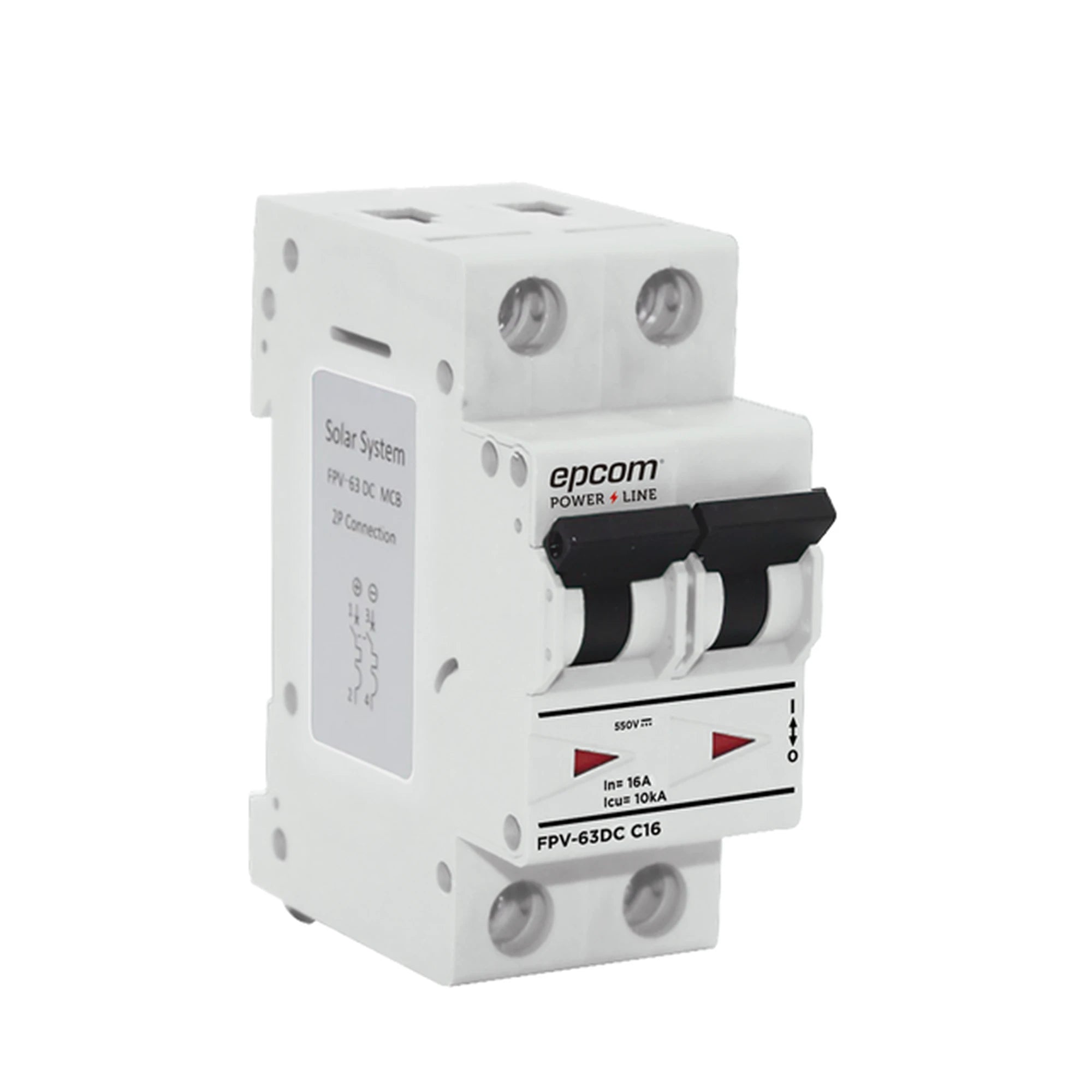 PROTECCIÓN TÉRMICA 2P, 32A, CORRIENTE DIRECTA 800 VCC PARA APLICACIÓN FOTOVOLTAICA MONTAJE RIEL DIN-Energía Solar y Eólica-EPCOM POWERLINE-Bsai Seguridad & Controles