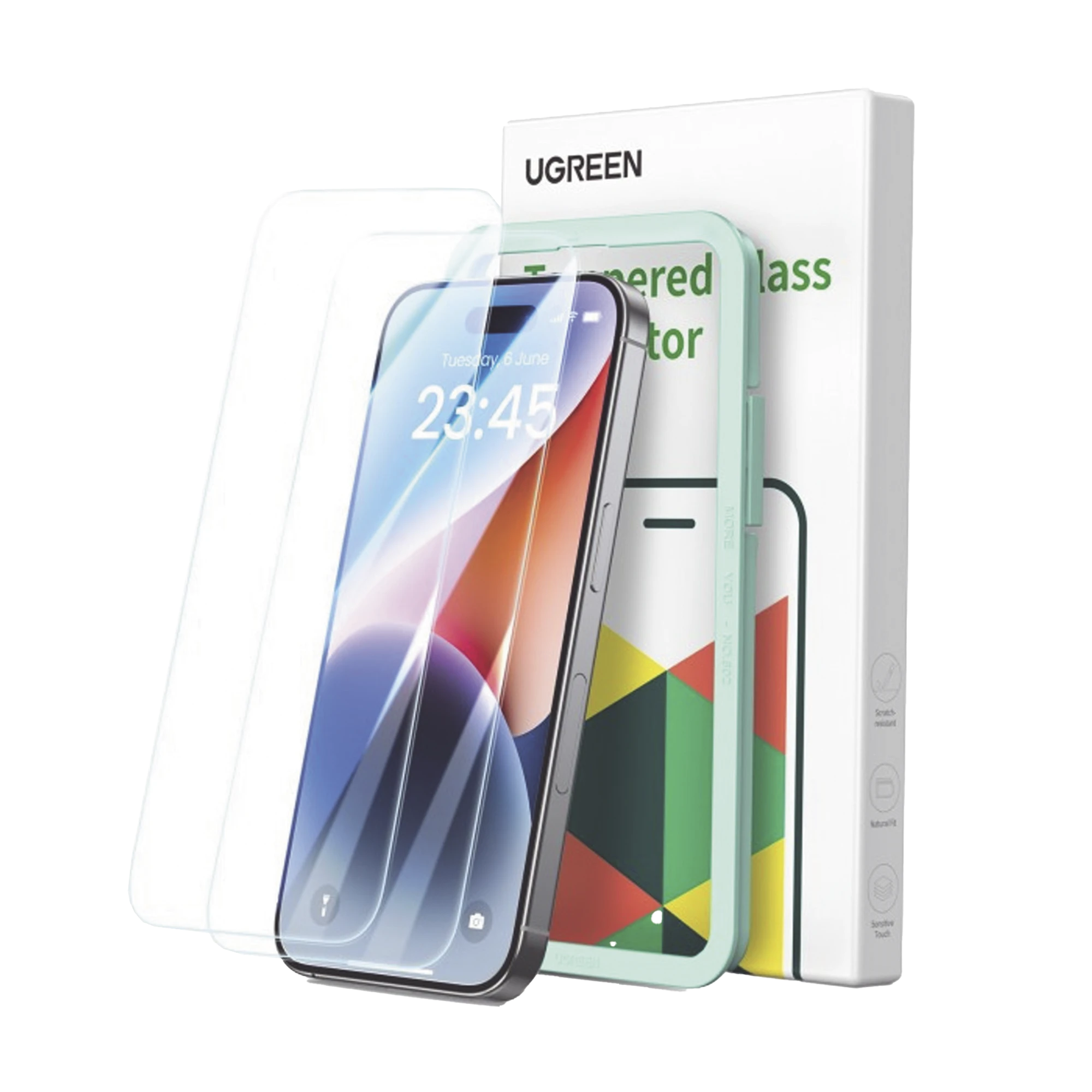 PROTECTOR DE PANTALLA UGREEN HD CON MARCO DE INSTALACIÓN PARA IPHONE 15/16 (PAQUETE DE 2)-Servidores / Almacenamiento-UGREEN-Bsai Seguridad & Controles