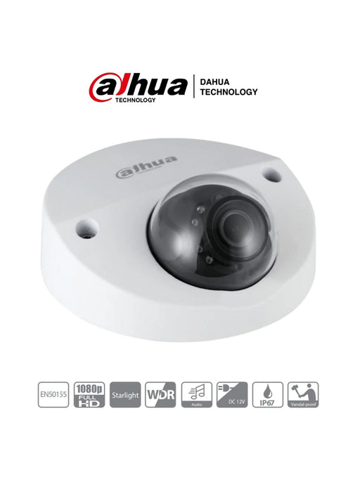 DAHUA HDBW2241F-M-A-28 - CAMARA DOMO 1080P/ 2 MEGAPIXELES/ ESPECIAL PARA DVR MOVIL/ STARLIGHT/ LENTE DE 2.8MM/ IR 20 MTS/ MICROFONO INTEGRADO/ WDR REAL DE 120 DB/ IP67/ IK10/ #PROYECTOS-Cámaras-DAHUA-DAH0570011-Bsai Seguridad & Controles