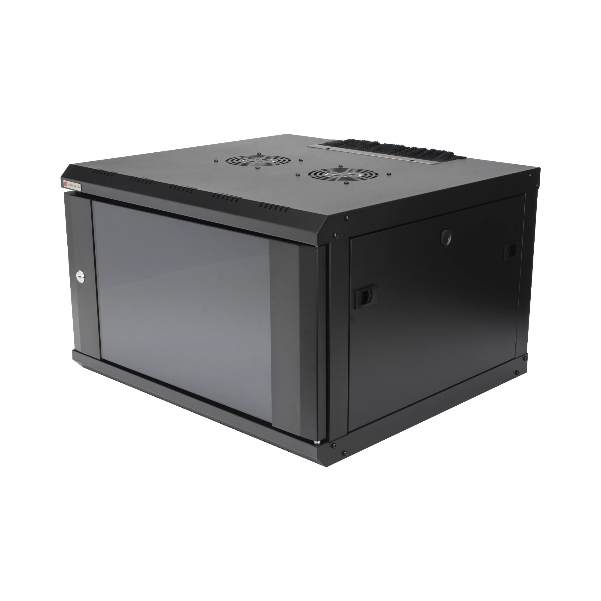 GABINETE DE PARED PRECISION 19 IN 6UR (455MM) - CRISTAL TEMPLADO. INCLUYE: 2 VENTILADORES Y PANEL CEPILLO