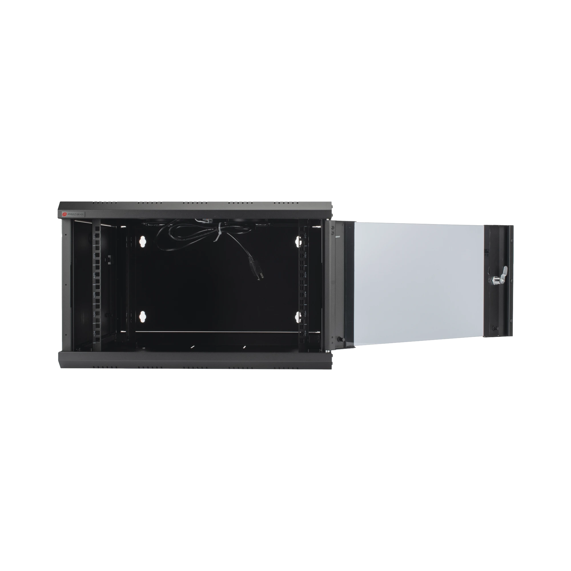 GABINETE DE PARED PRECISION 19 IN 6UR (455MM) - CRISTAL TEMPLADO. INCLUYE: 2 VENTILADORES Y PANEL CEPILLO