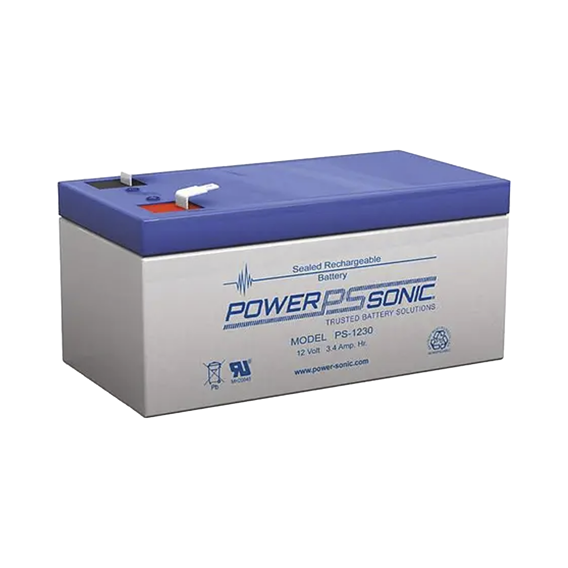 BATERÍA 12V, 3.4AH, PARA RESPALDO, TECNOLOGÍAS AGM/VRLA, 5 AÑOS VIDA ÚTIL, TERMINALES F1, RECONOCIDA UL-Energía-POWER SONIC-Bsai Seguridad & Controles