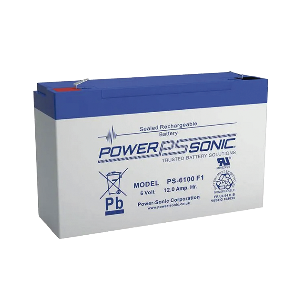BATERÍA 6V, 12AH, PARA RESPALDO, TECNOLOGÍAS AGM/VRLA, 5 AÑOS VIDA ÚTIL, TERMINALES F1, RECONOCIDA UL-Baterías y Cargadores-POWER SONIC-Bsai Seguridad & Controles