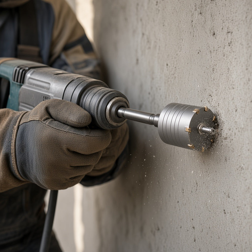 BROCA PASAMUROS SDS / CARBURO DE COBALTO / TRIPLE FILO / DIÁMETRO 25 MM / LONGITUD 220 MM / CONCRETO RESISTENTE [PST-C02-004] instalado