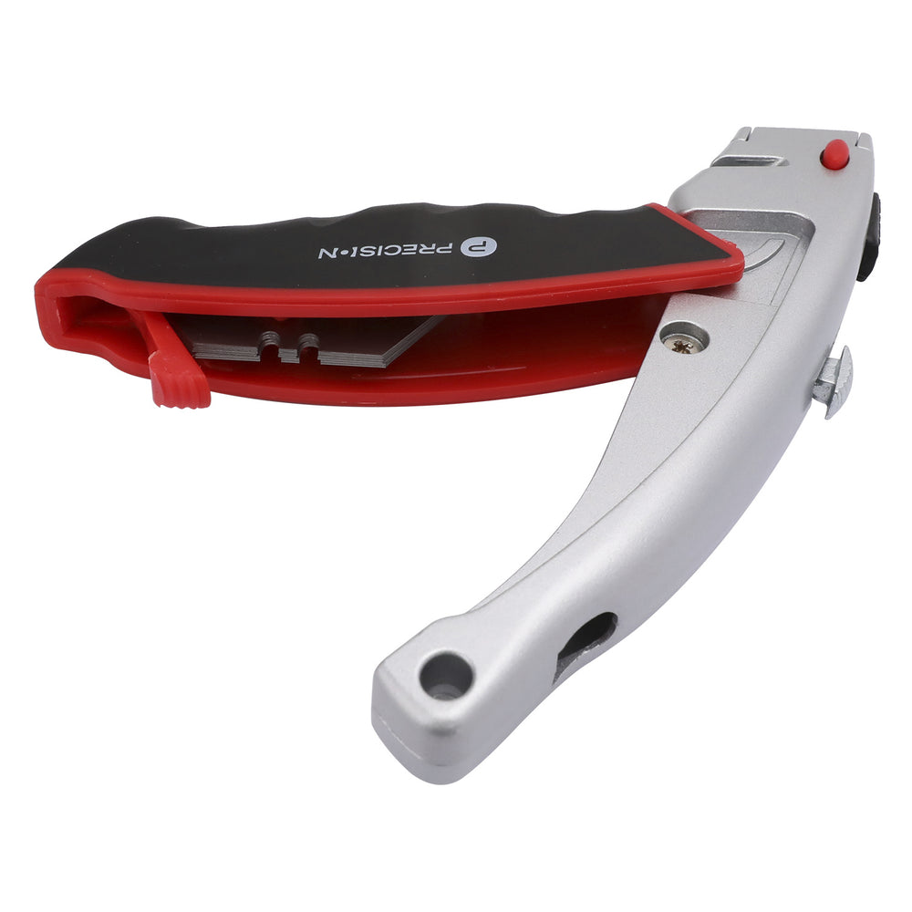 NAVAJA USO RUDO CON CORTADOR DE CABLE, CUERPO METÁLICO, MANGO ERGONÓMICO (CON 5 HOJAS DE REPUESTO).-Ferreteria-PRECISION-Bsai Seguridad & Controles
