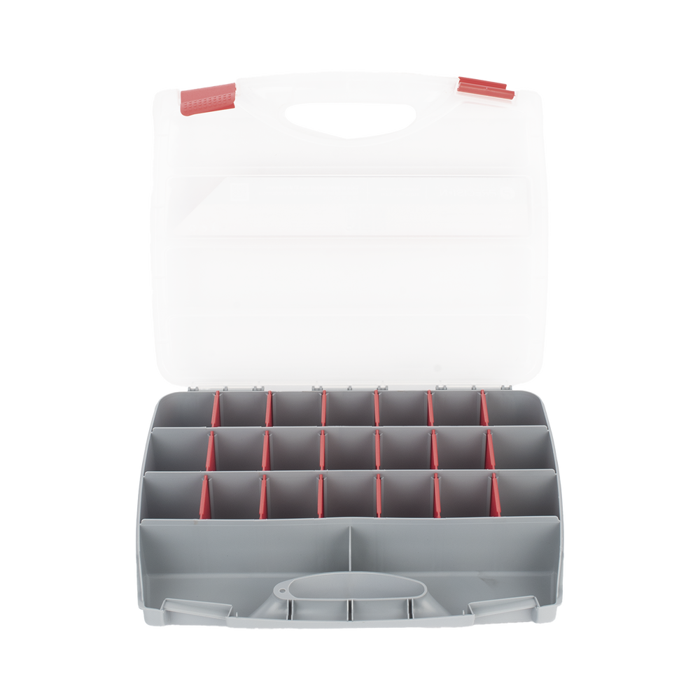 CAJA ORGANIZADORA CON 21 DIVISIONES FABRICADA EN PLÁSTICO DE ALTA RESISTENCIA DE 38X31X7 CM.-PRECISION-Bsai Seguridad & Controles
