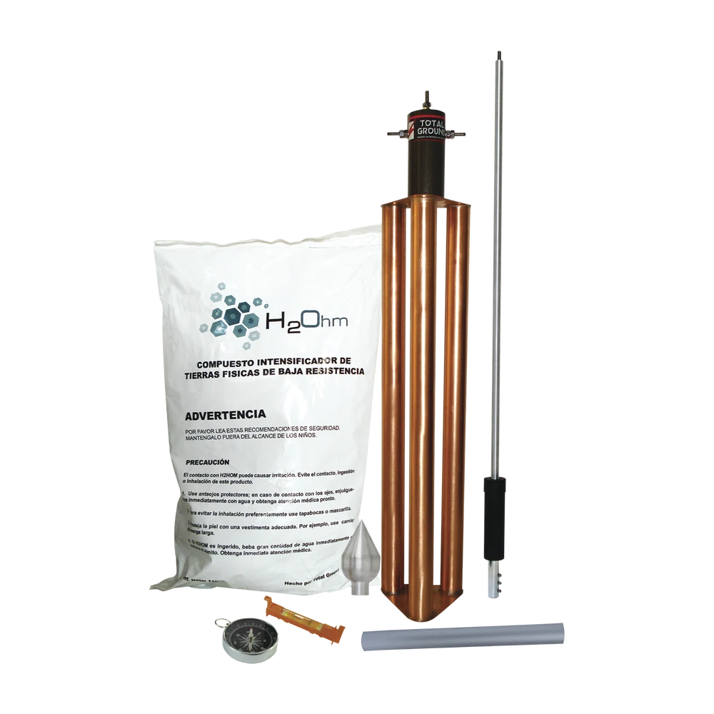 PUNTA PARARRAYOS PARA 80 M DE DIÁMETRO DE PROTECCIÓN CON ELECTRODO Y MEJORADOR DE TERRENO-Tierra Física y Pararrayos-TOTAL GROUND-Bsai Seguridad & Controles