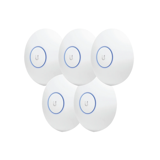 Paquete de 5 Access Point UniFi de largo alcance, Doble banda 802.11ac MIMO2X2 para interior, PoE 802.3af, soporta 250 clientes, hasta 867 Mbps, Sin PoE-Redes WiFi-UBIQUITI-UAP-AC-LR-5-Bsai Seguridad & Controles