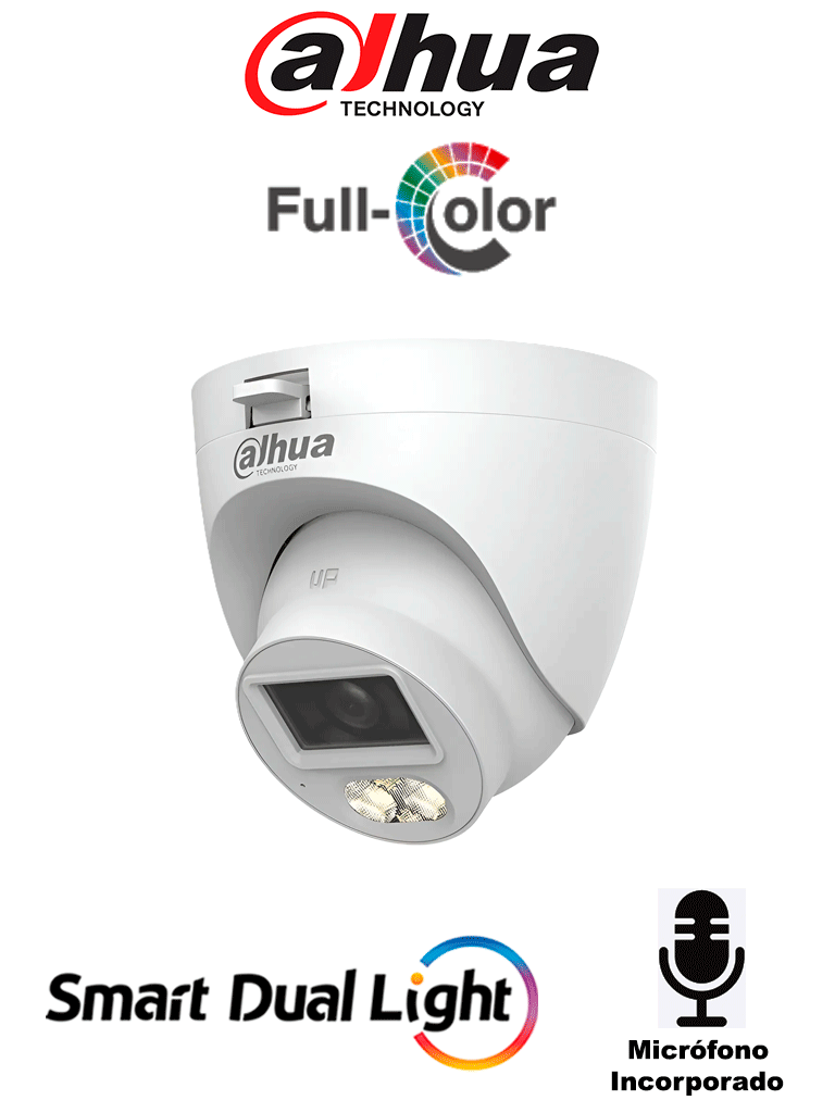 DAHUA DH-HAC-HDW1801TLQN-IL-A-S3 - CÁMARA DOMO 4K/ HDCVI X PLUS/ ILUMINADOR DUAL INTELIGENTE/ MICRÓFONO INCORPORADO/ ANG