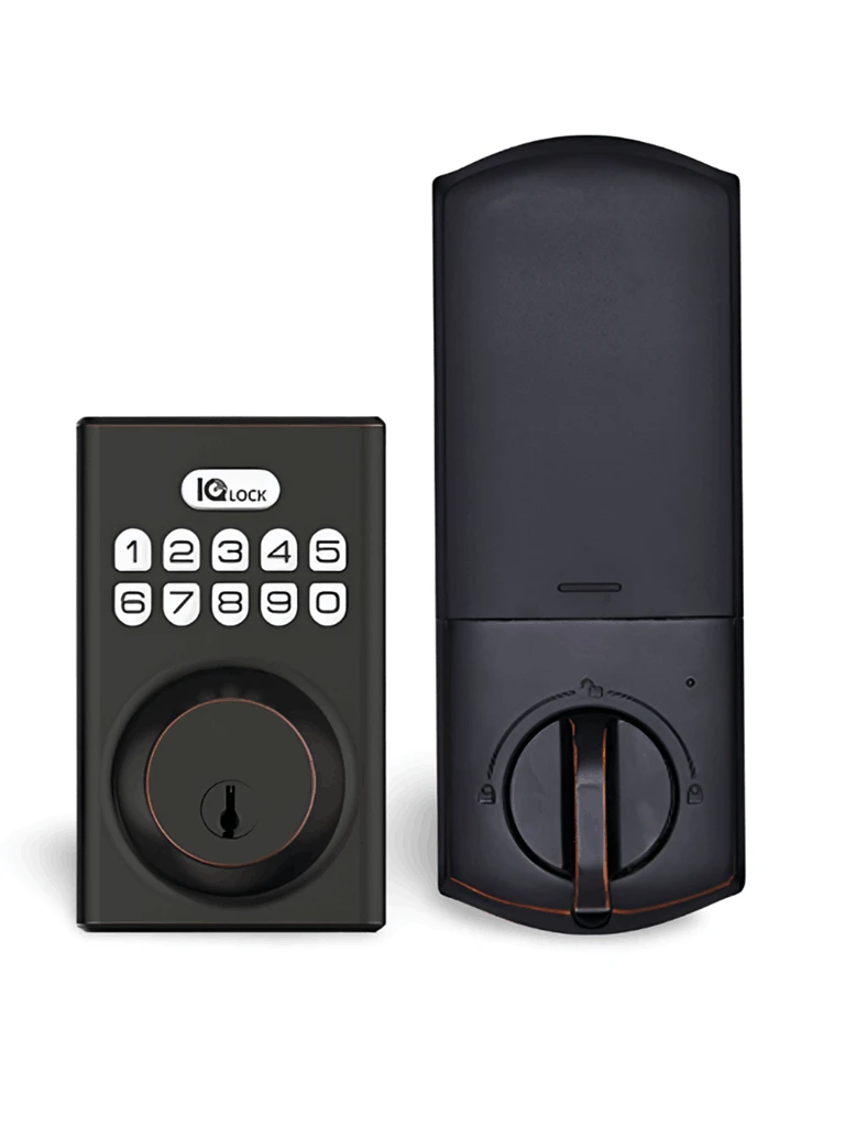 QOLSYS IQDLK-PGK-ORB CERRADURA CON BOTÓN PULSADOR - CERRADURA INTELIGENTE POWERG, COLOR BRONCE ACEITADO (OIL-RUBBED BRONZE) #IQ-Inteligente-QOLSYS-Bsai Seguridad & Controles