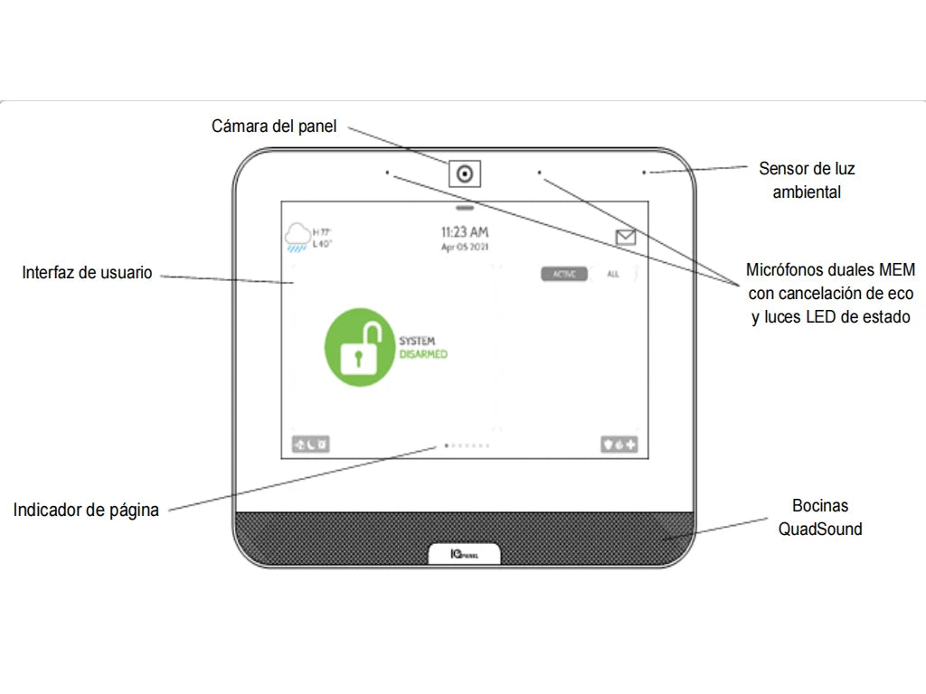QOLSYS IQP4006 - SISTEMA DE ALARMA IQPANEL4 AUTOCONTENIDO , CON PANTALLA TACTIL DE 7", POWER G 915 MHZ + HONEYWELL 345 MHZ. CON 4 BOCINAS INTEGRADAS (4W). PARA LA PLATAFORMA ALARM.COM-Paneles-QOLSYS-Bsai Seguridad & Controles
