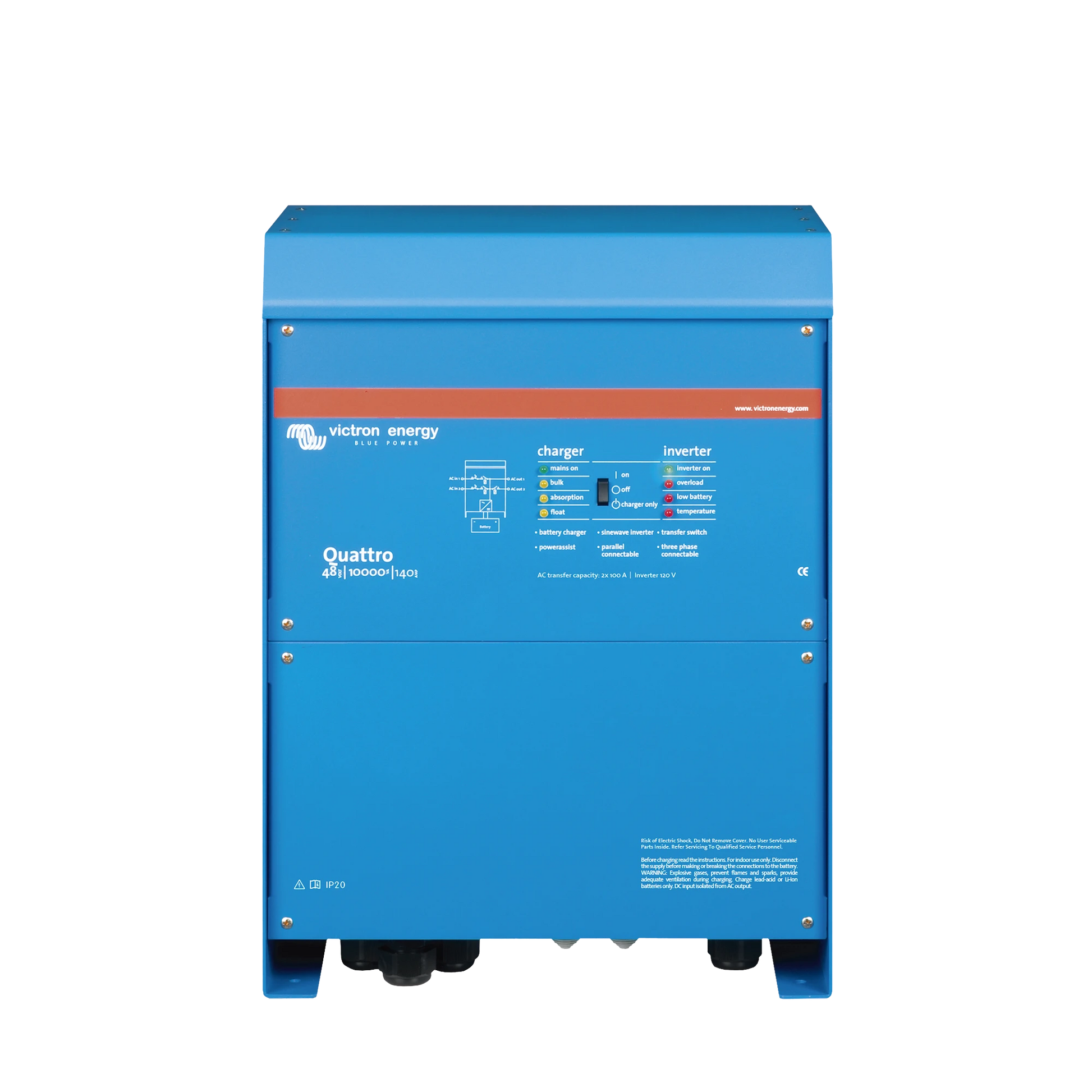 QUATTRO 48/10000/140-100/100 / INVERSOR CARGADOR DE ONDA PURA / ENTRADA 48 VCC / SALIDA 8000 W 120 VCA 60 HZ-Soluciones Marinas-VICTRON ENERGY-QT48/10000SP-Bsai Seguridad & Controles