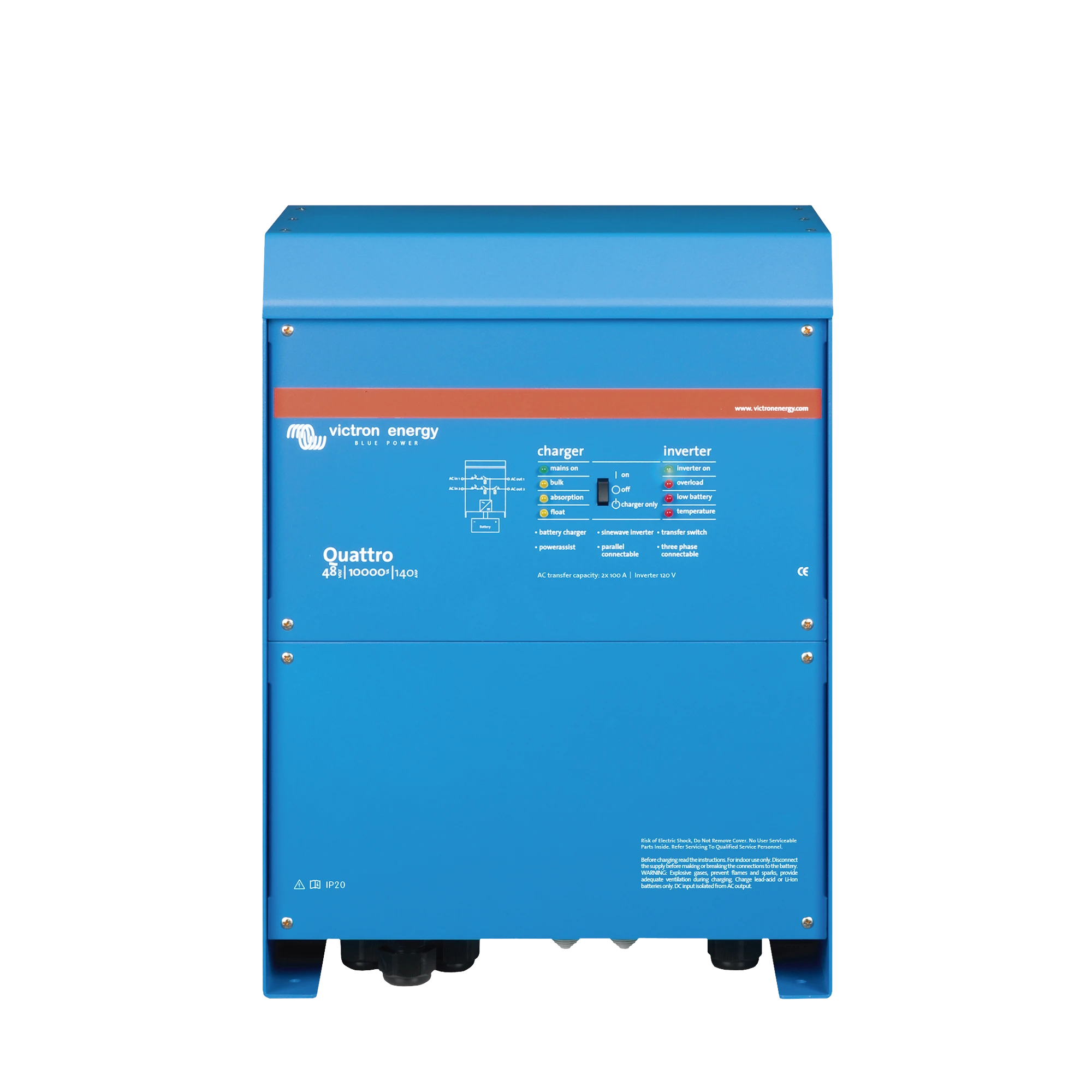 QUATTRO 48/10000/140-100/100 / INVERSOR CARGADOR DE ONDA PURA / ENTRADA 48 VCC / SALIDA 8000 W 120 VCA 60 HZ-Soluciones Marinas-VICTRON ENERGY-QT48/10000SP-Bsai Seguridad & Controles
