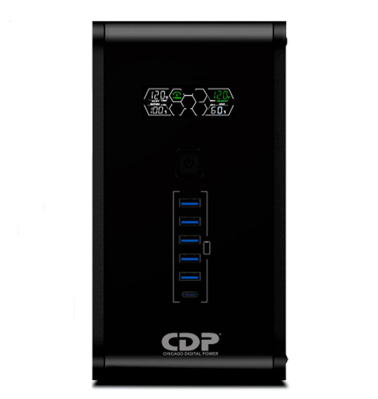CDP R-SMART751 - UPS / 750VA / 375W / 10 TERMINALES DE SALIDA / 5 SALIDAS CON RESPALDO DE BATERÍA Y AVR / 5 SALIDAS CON SUPRESIÓN DE PICOS / PANTALLA LCD /-Reguladores y UPS-CHICAGO DIGITAL POWER-Bsai Seguridad & Controles
