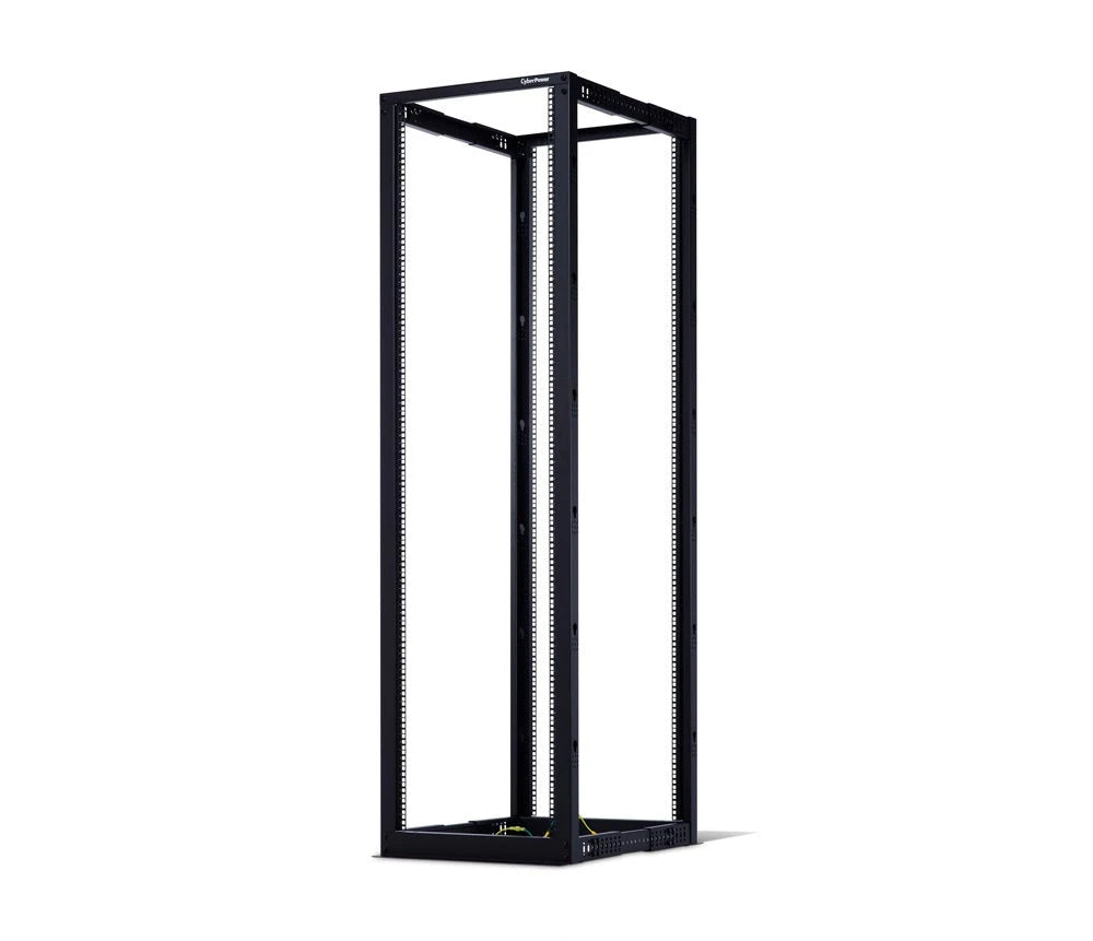 RACK ABIERTO DE 45U Y 19 PULGADAS CYBERPOWER CR45U40001 CON 4 POSTES, 600 MM DE ANCHO, PROFUNDIDAD AJUSTABLE DE 22 PULGADAS - 40 PULGADAS, NEGRO, CAPACIDAD DE CARGA DE 800KG (1760LB), SE ENVIA DESARMADO, GARANTIA DE 5 AÑOS-Racks y Gabinetes-CYBERPOWER-Bsai Seguridad & Controles