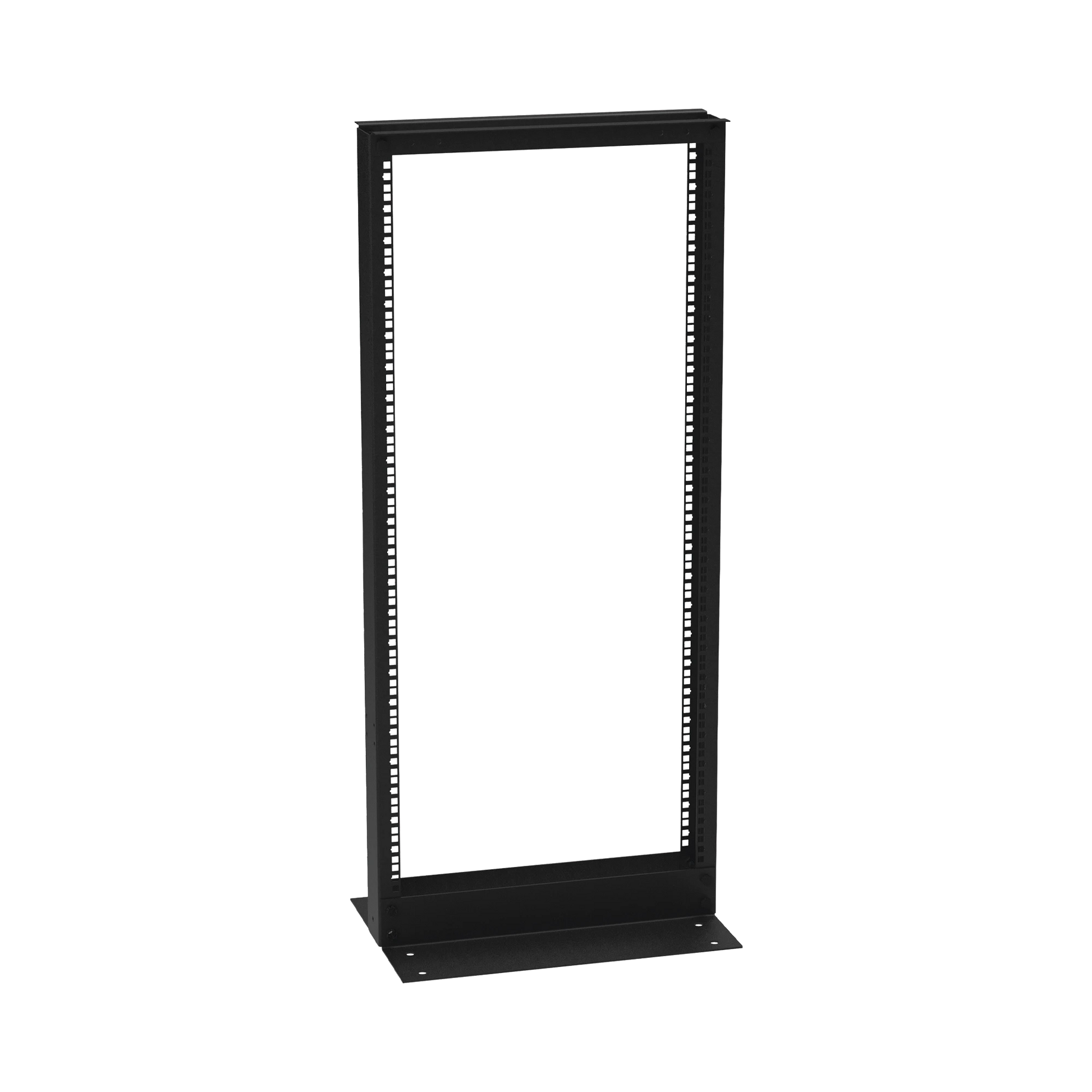 RACK DE 2 POSTES (DOBLE PERFORACIÓN), ESTÁNDAR 19, 24 UNIDADES, FABRICADO EN ACERO, BASE L PARA ANCLAR A PISO.-Racks y Gabinetes-LINKEDPRO BY EPCOM-Bsai Seguridad & Controles