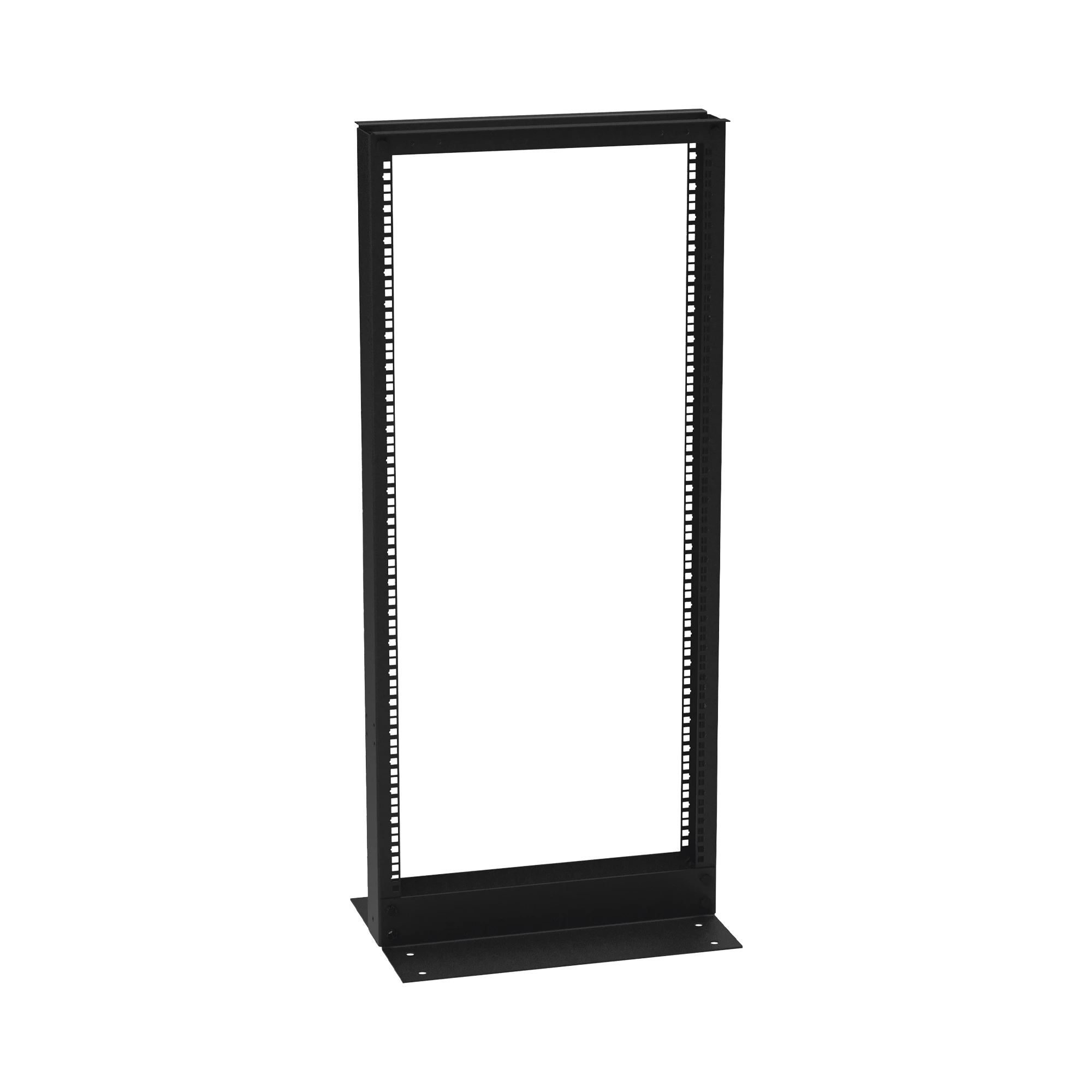 RACK DE 2 POSTES (DOBLE PERFORACIÓN), ESTÁNDAR 19, 24 UNIDADES, FABRICADO EN ACERO, BASE L PARA ANCLAR A PISO.-Racks y Gabinetes-LINKEDPRO BY EPCOM-Bsai Seguridad & Controles