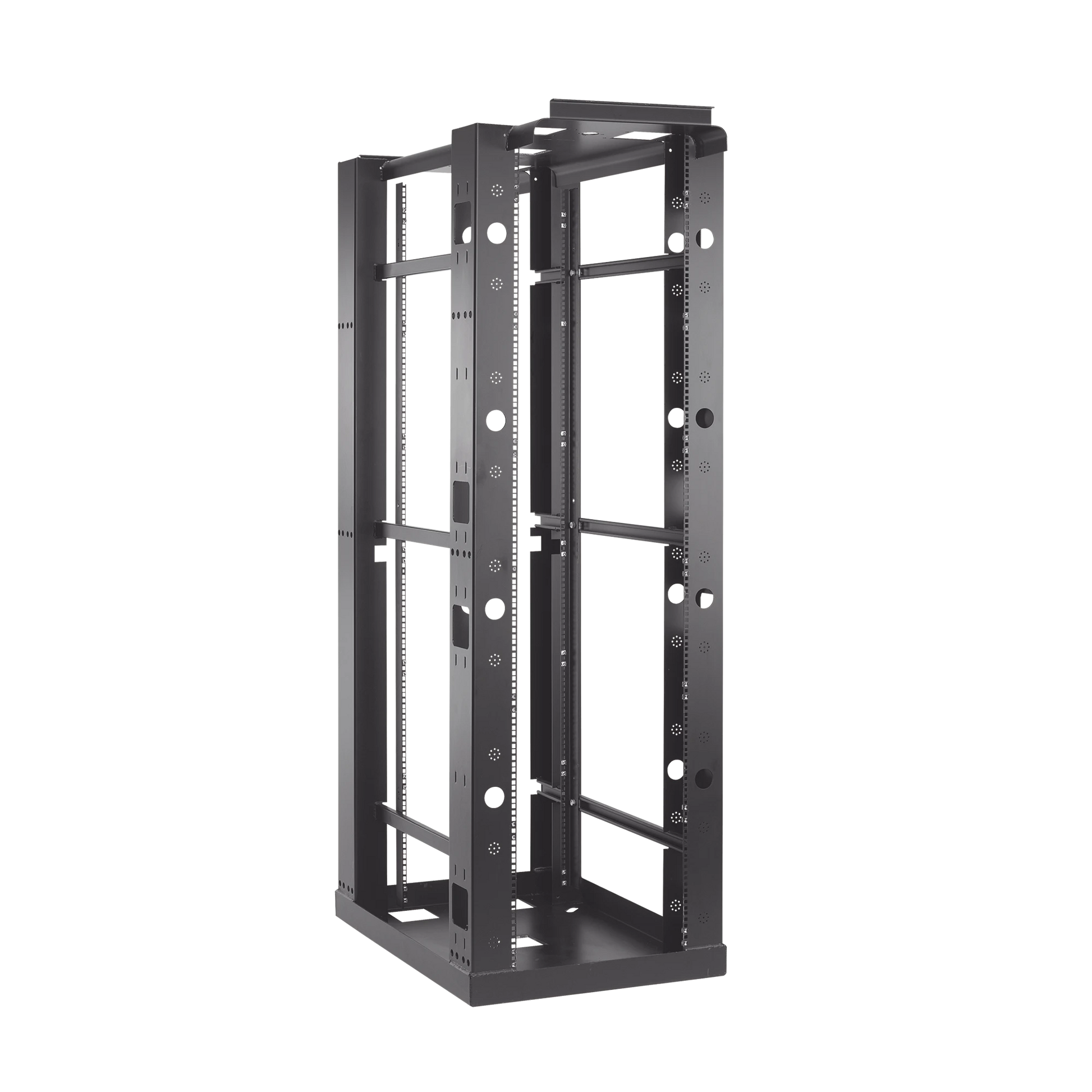 RACK DE 4 POSTES SÍSMICO, ESTÁNDAR DE 19 IN, RIELES CON ORIFICIO PARA TUERCA ENJAULADA, FABRICADO EN ACERO, 45 UNIDADES DE RACK, COLOR NEGRO-Racks y Gabinetes-HOFFMAN-E4SDR19FM45U-Bsai Seguridad & Controles