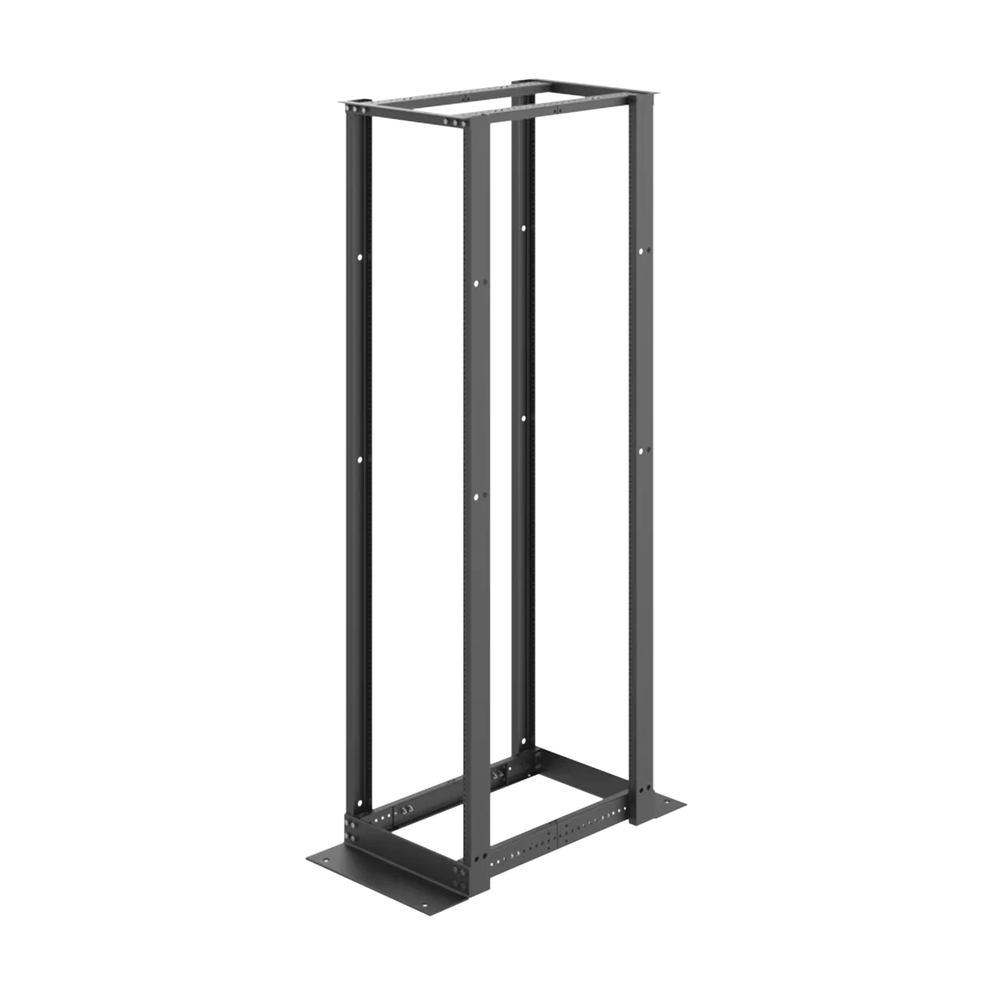 RACK DE CUATRO POSTES ESTÁNDAR DE 19", RIELES NUMERADOS Y ROSCADOS #12-24, PROFUNDIDAD AJUSTABLE DE 450 A 1050 MM, 45 UNIDADES DE RACK, COLOR NEGRO-Racks y Gabinetes-HOFFMAN-Bsai Seguridad & Controles