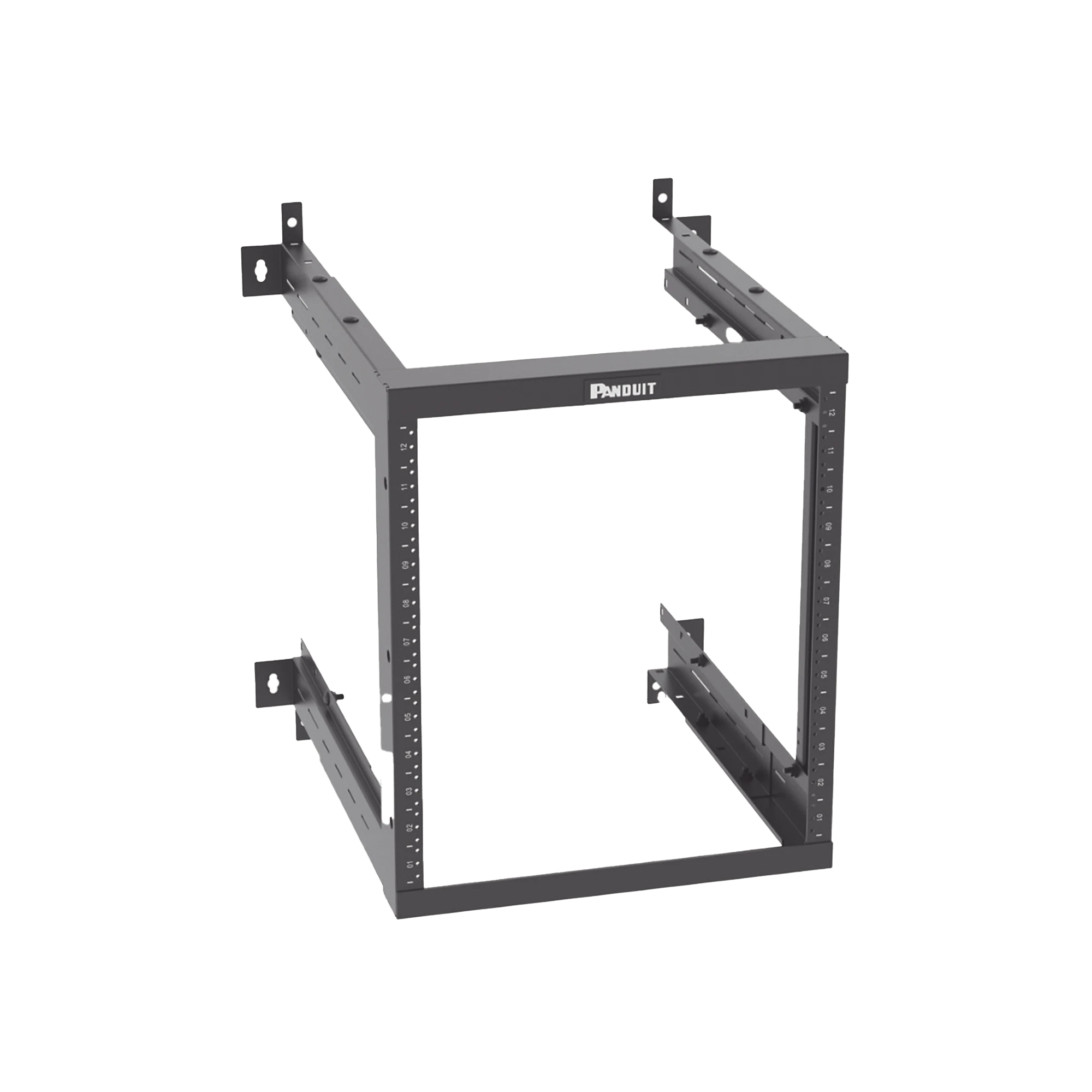 RACK PANZONE® DE MONTAJE EN PARED, DE 19IN, PROFUNDIDAD AJUSTABLE, RIELES NUMERADOS Y ROSCADOS #12-24, 12 UR, COLOR NEGRO-Racks y Gabinetes-PANDUIT-Bsai Seguridad & Controles